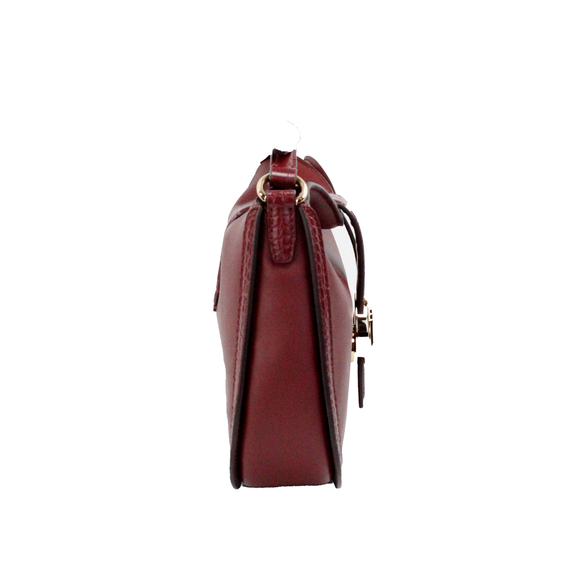 Michael Kors Gabby Small Dark Cherry Leather Foldover Hobo Crossbody Bag LUNESCAPE