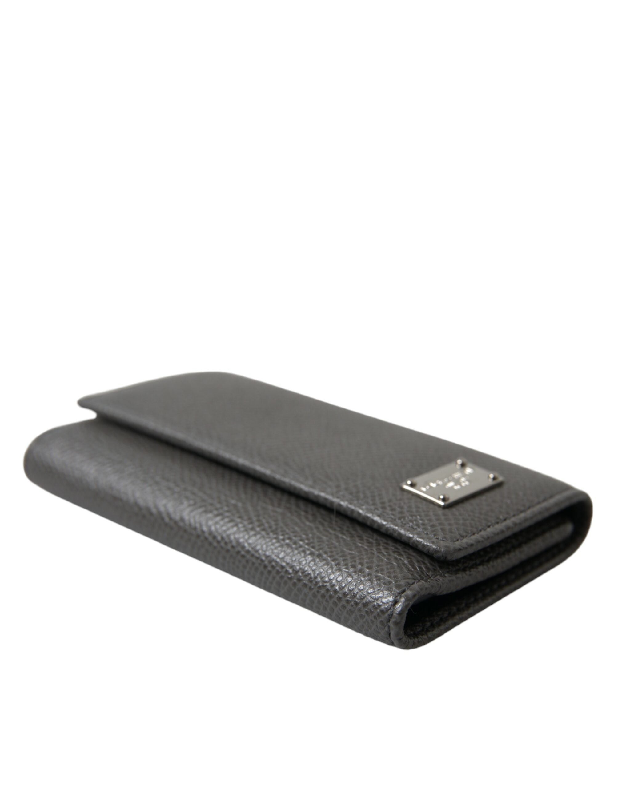 Dolce & Gabbana Chic Gray Leather Trifold Key Holder LUNESCAPE