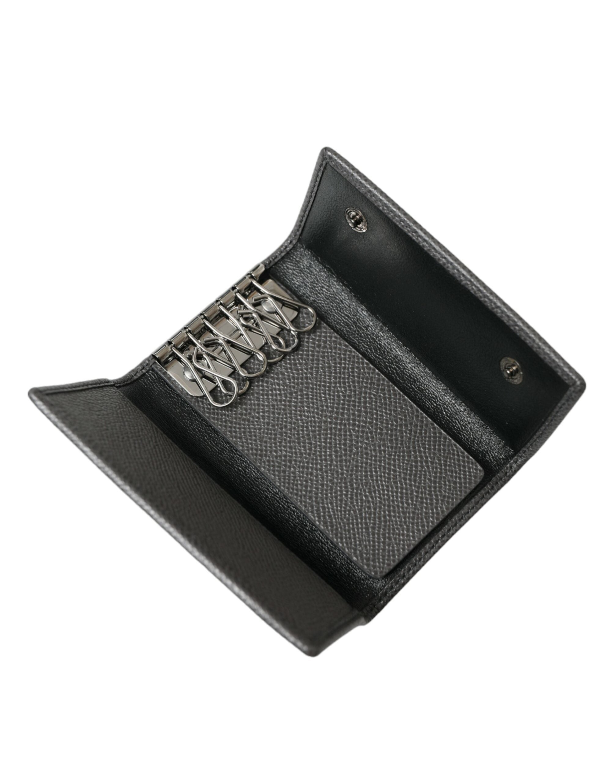 Dolce & Gabbana Chic Gray Leather Trifold Key Holder LUNESCAPE