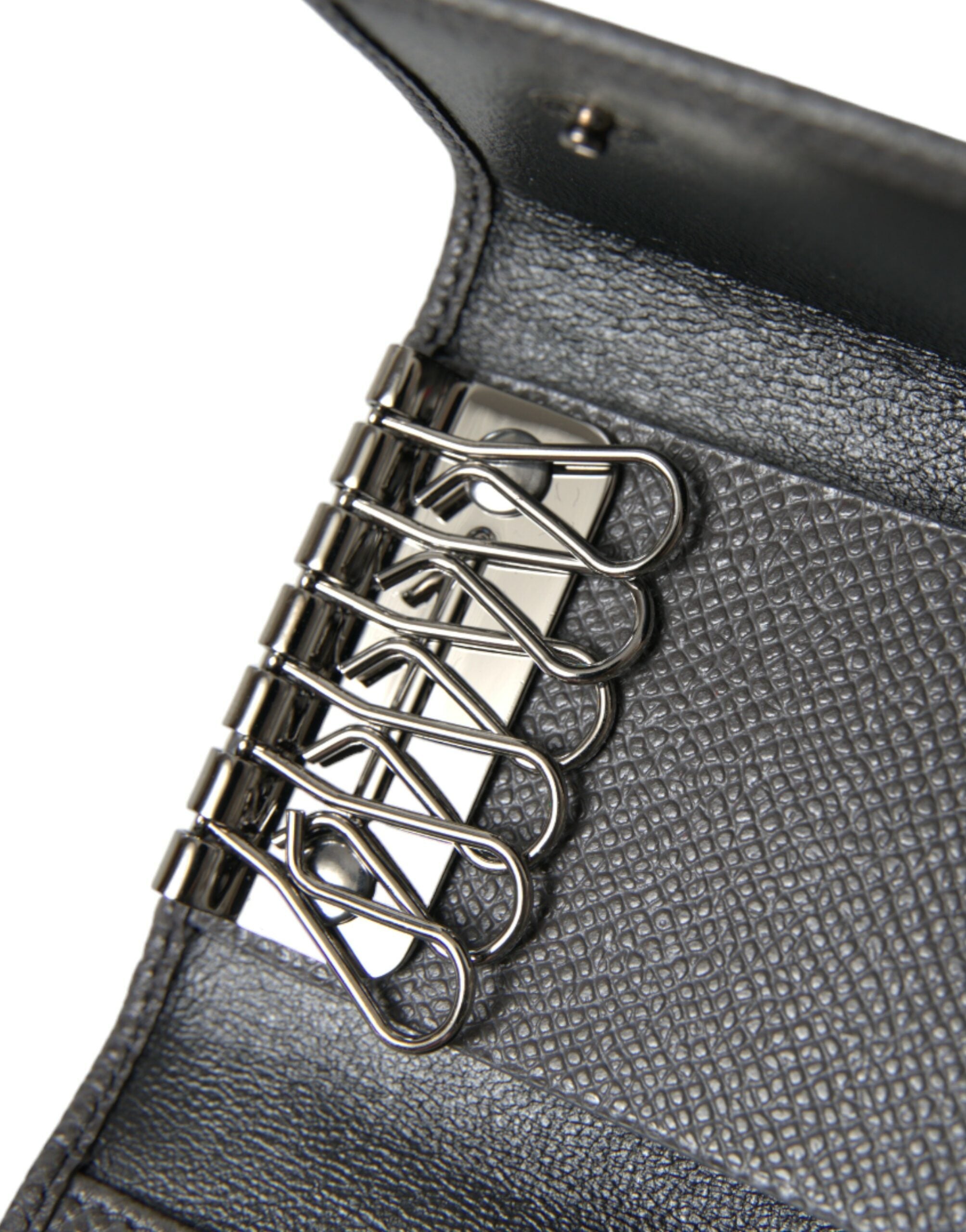 Dolce & Gabbana Chic Gray Leather Trifold Key Holder LUNESCAPE