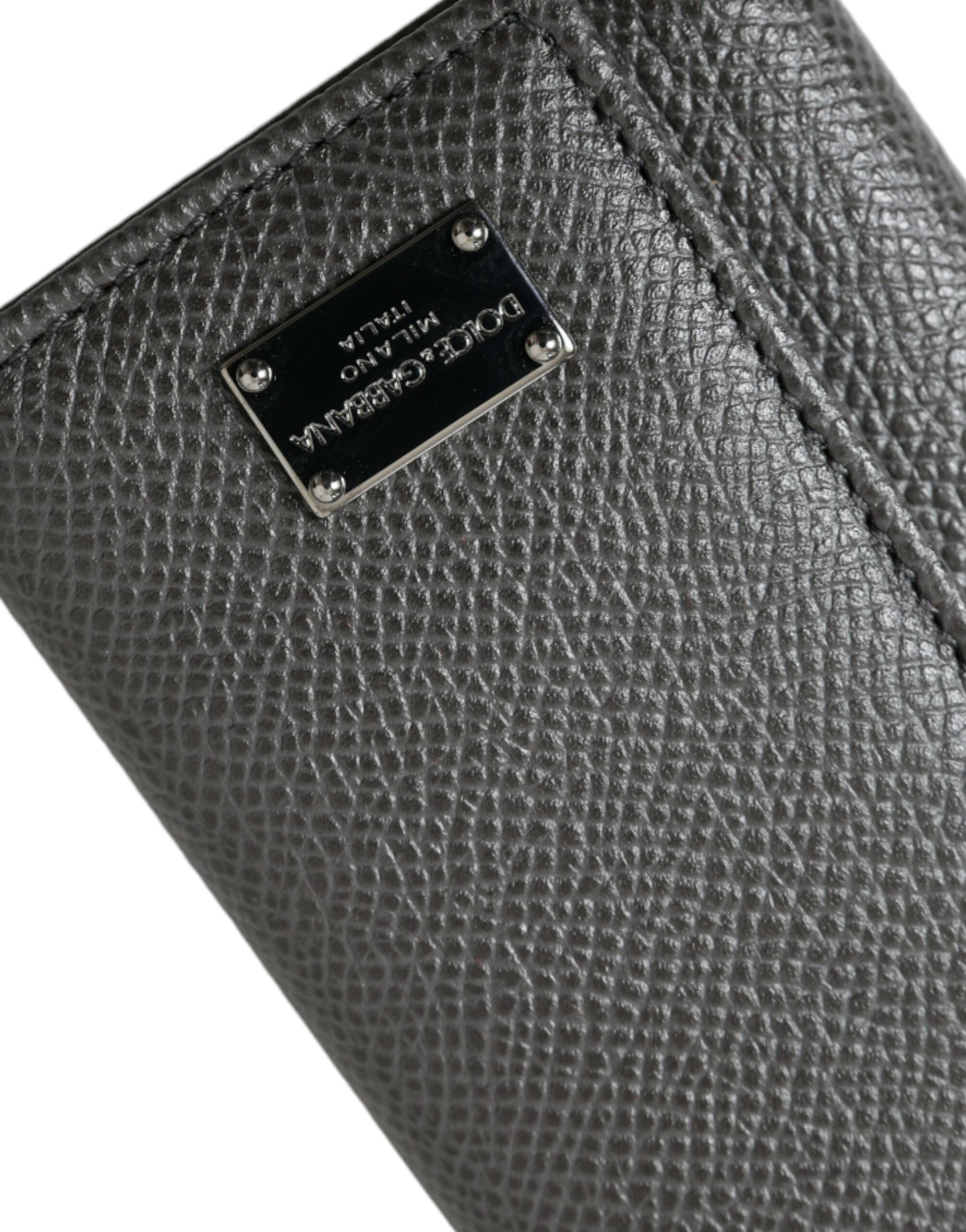 Dolce & Gabbana Chic Gray Leather Trifold Key Holder LUNESCAPE