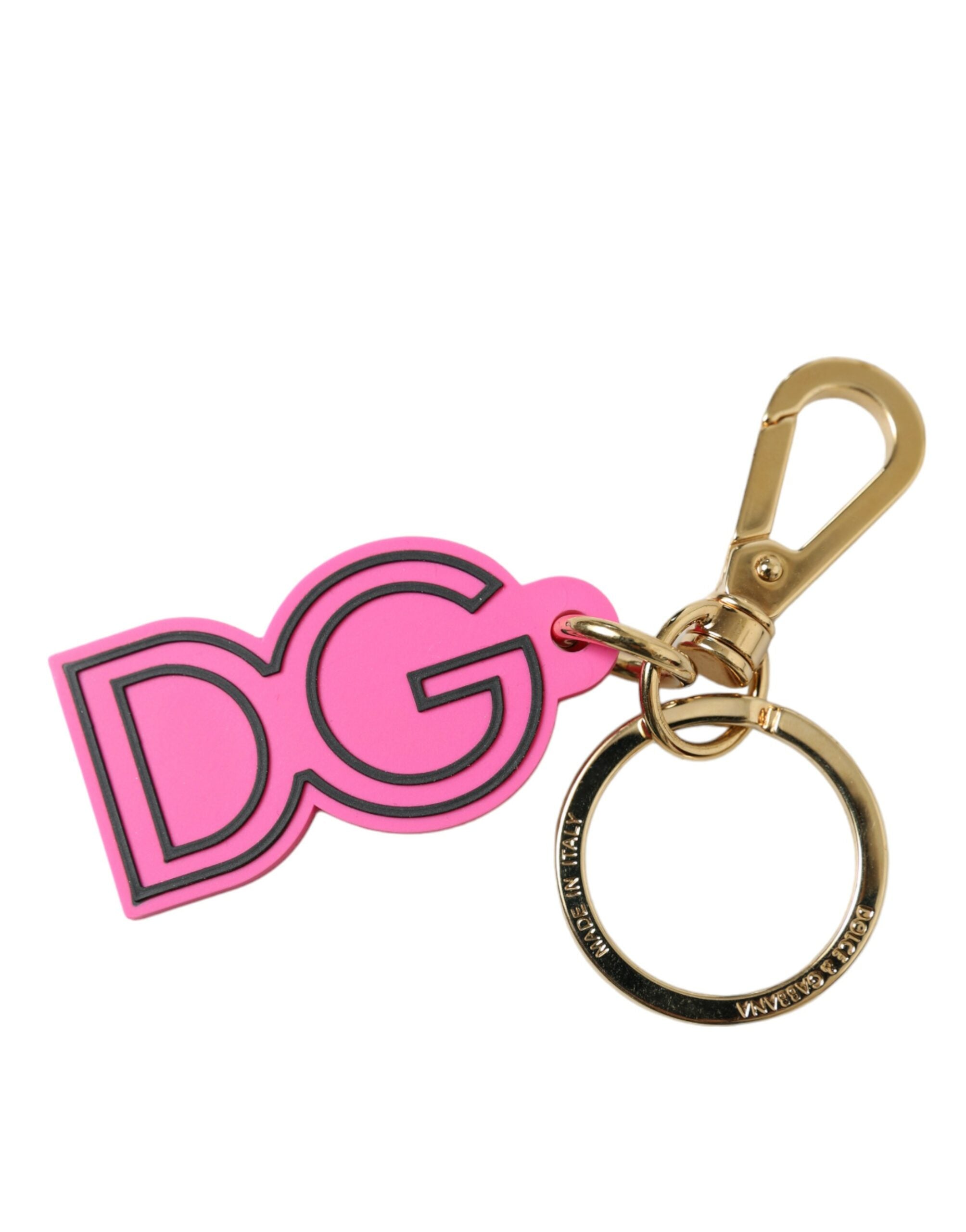 Dolce & Gabbana Chic Gold and Pink Logo Keychain LUNESCAPE