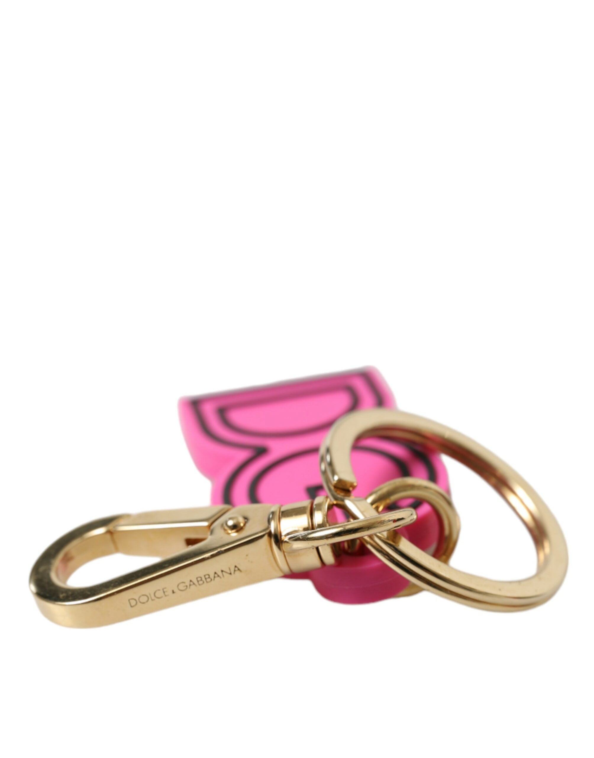 Dolce & Gabbana Chic Gold and Pink Logo Keychain LUNESCAPE