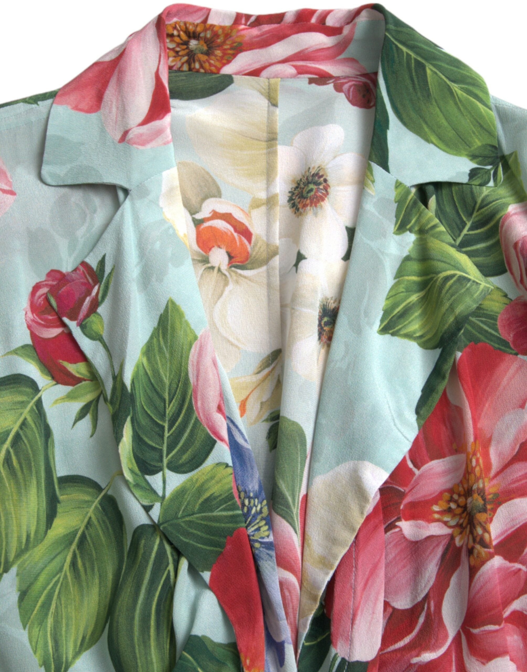 Dolce & Gabbana Blue Floral Wide Leg Wrap Jumpsuit Dress LUNESCAPE