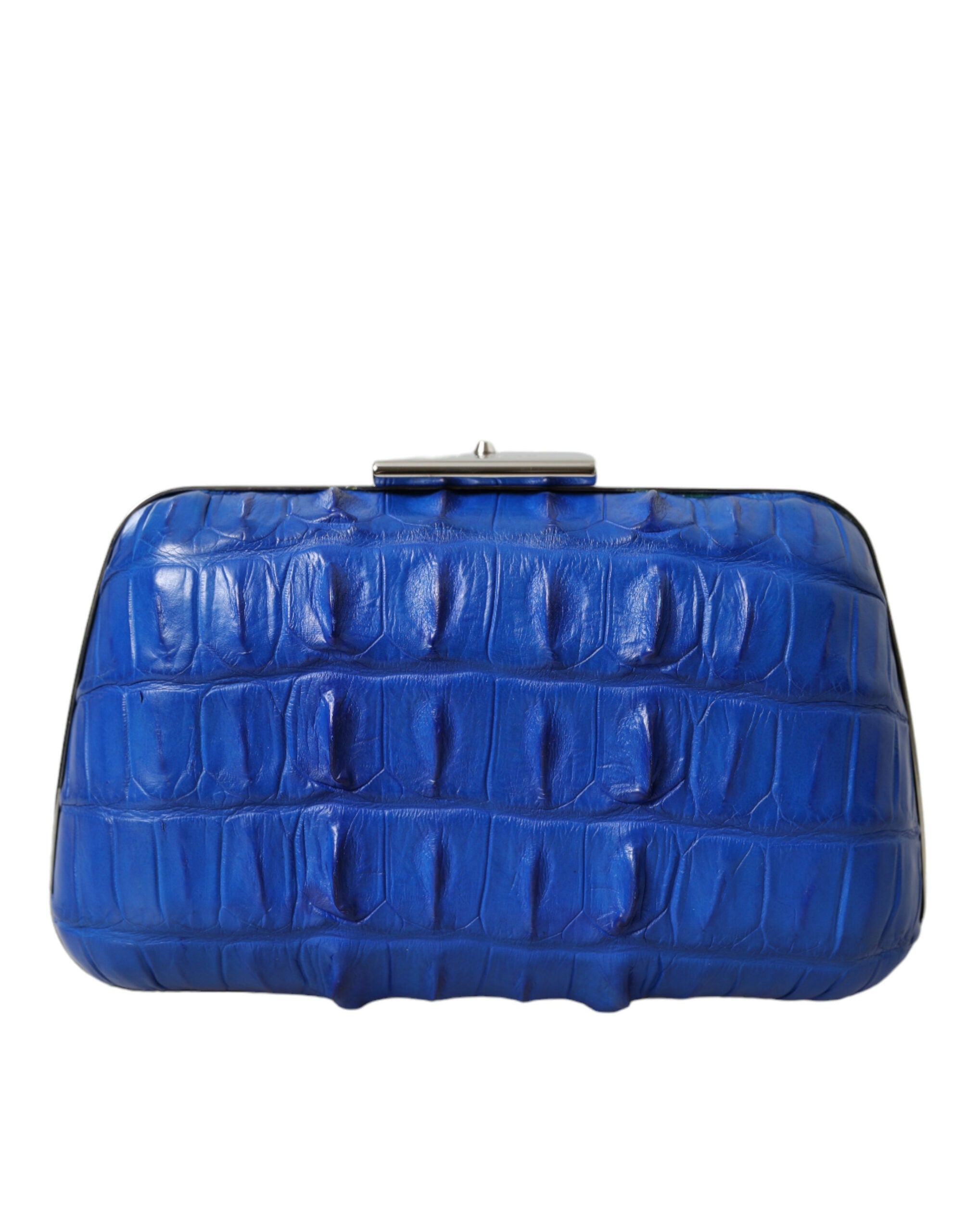 Balenciaga Blue Exotic Skin Leather Shoulder Crossbody Box Clutch Bag LUNESCAPE