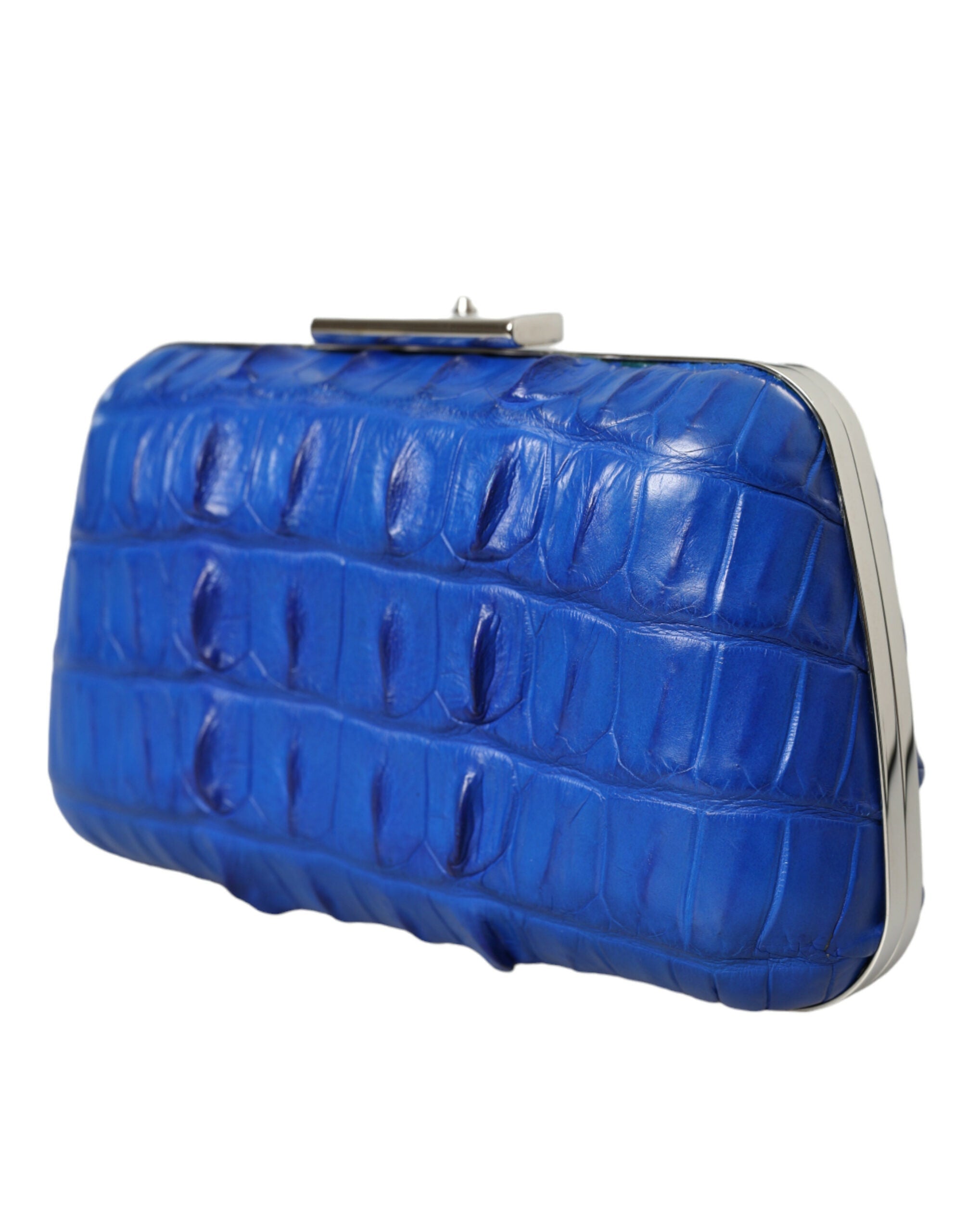 Balenciaga Blue Exotic Skin Leather Shoulder Crossbody Box Clutch Bag LUNESCAPE