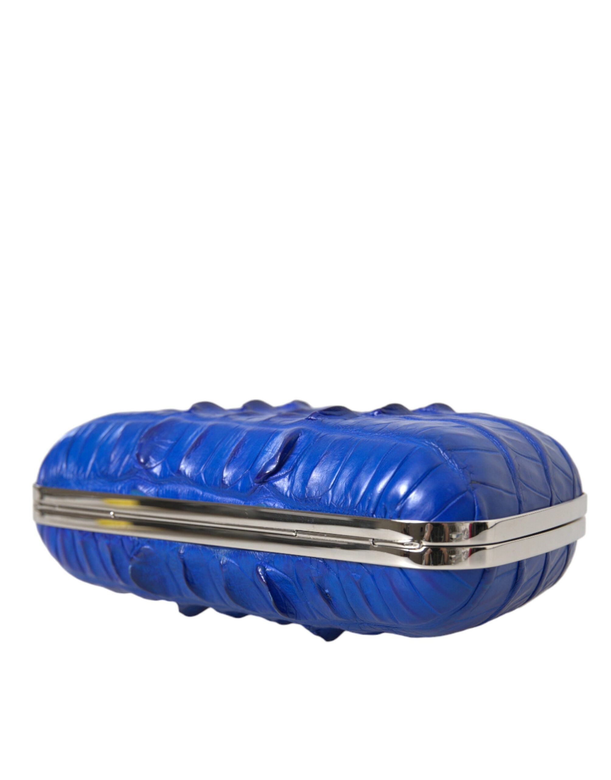 Balenciaga Blue Exotic Skin Leather Shoulder Crossbody Box Clutch Bag LUNESCAPE