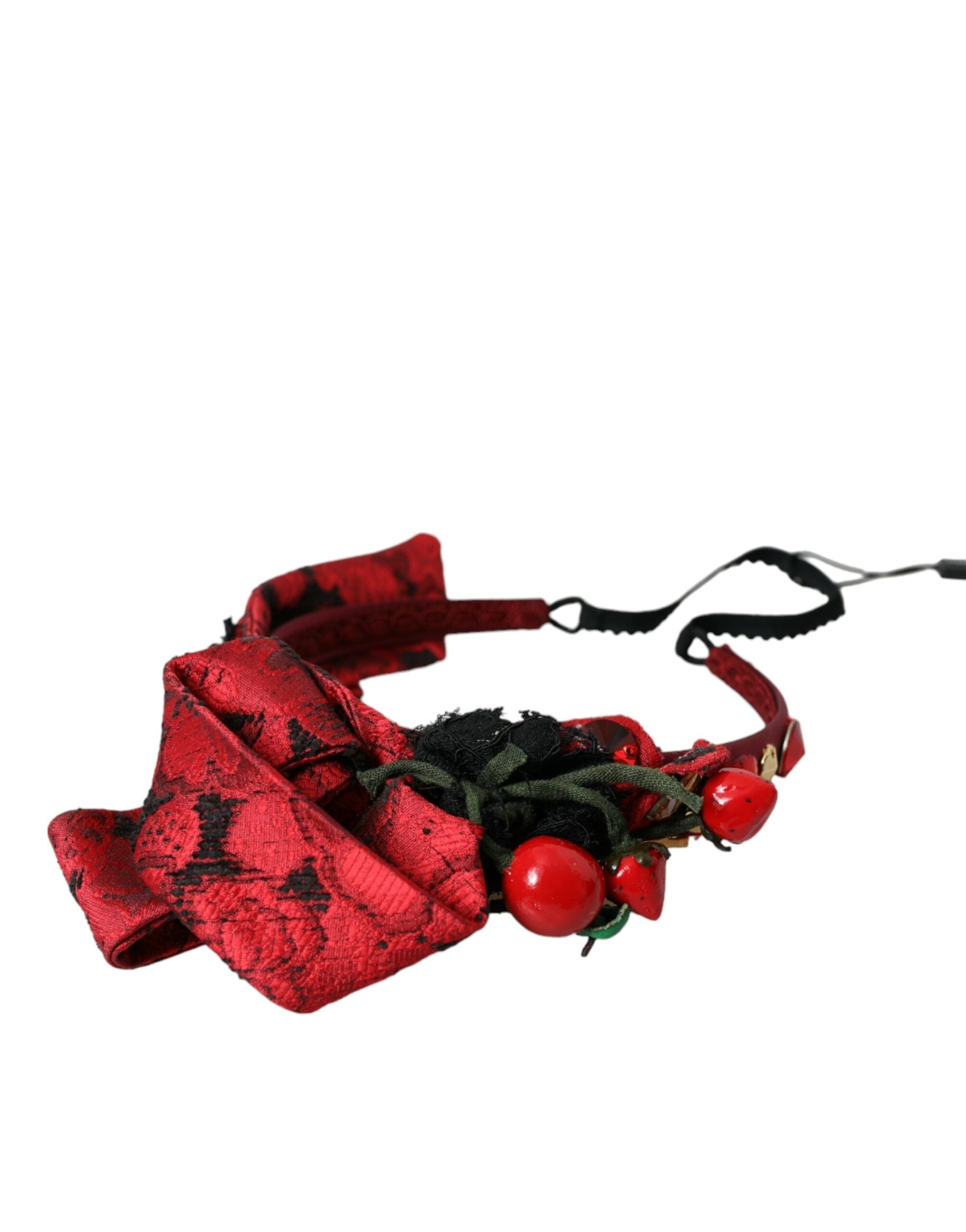Dolce & Gabbana Red Cherry Sicily Embellished Women Hairband Diadem LUNESCAPE