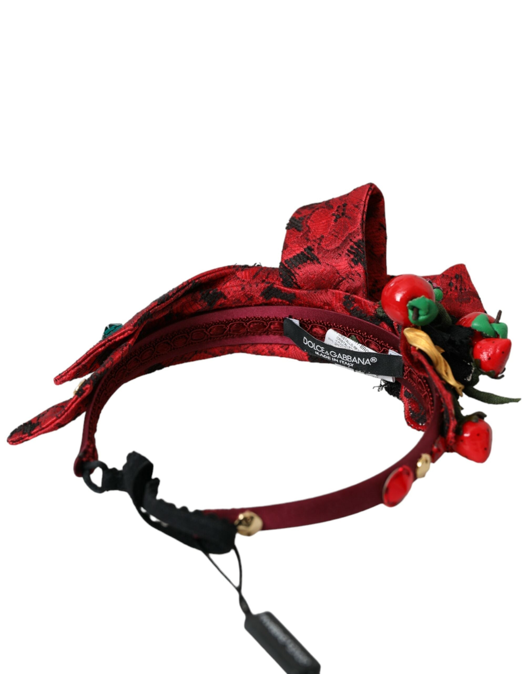 Dolce & Gabbana Red Cherry Sicily Embellished Women Hairband Diadem LUNESCAPE