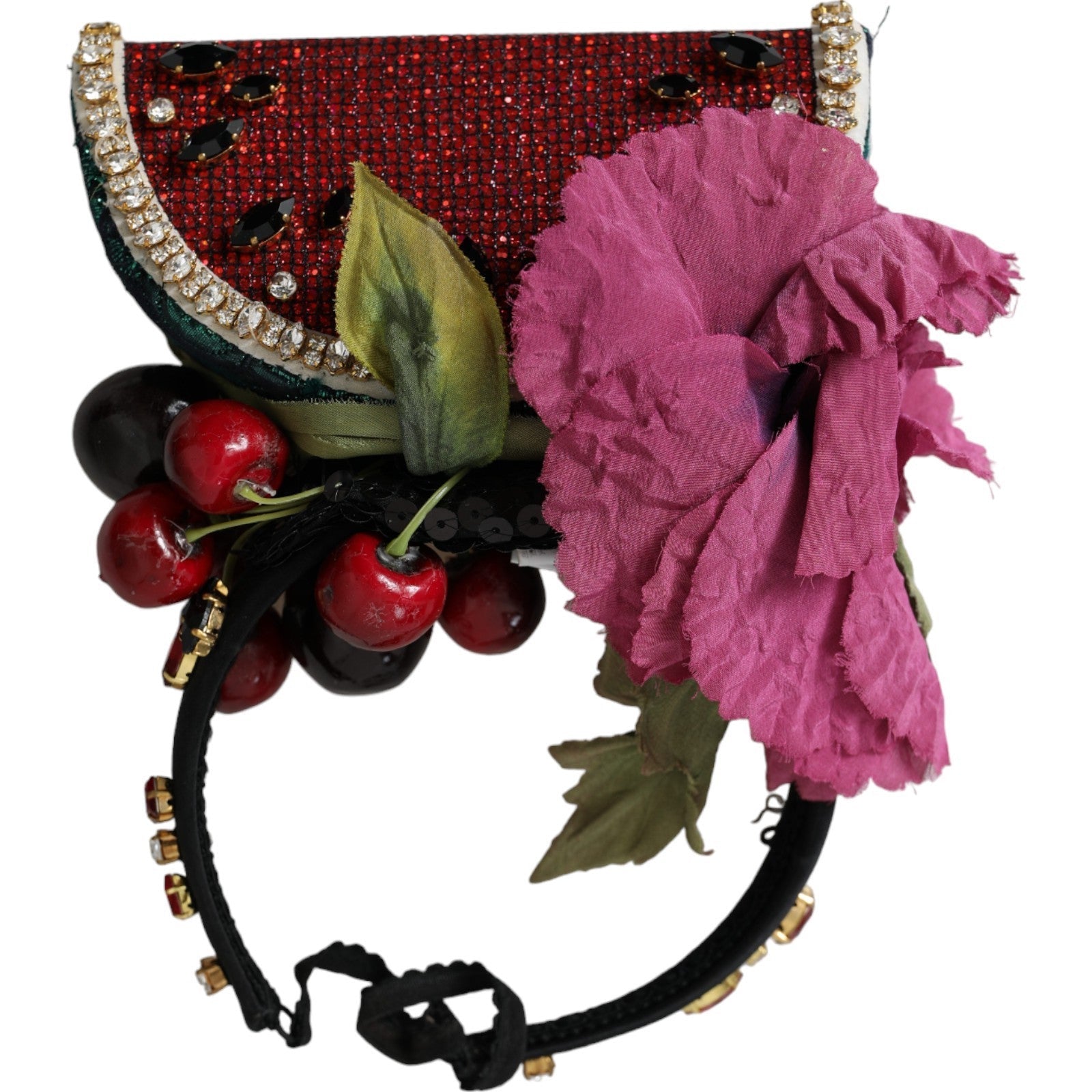 Dolce & Gabbana Red Watermelon Cherry Crystal Hairband Statement Diadem LUNESCAPE