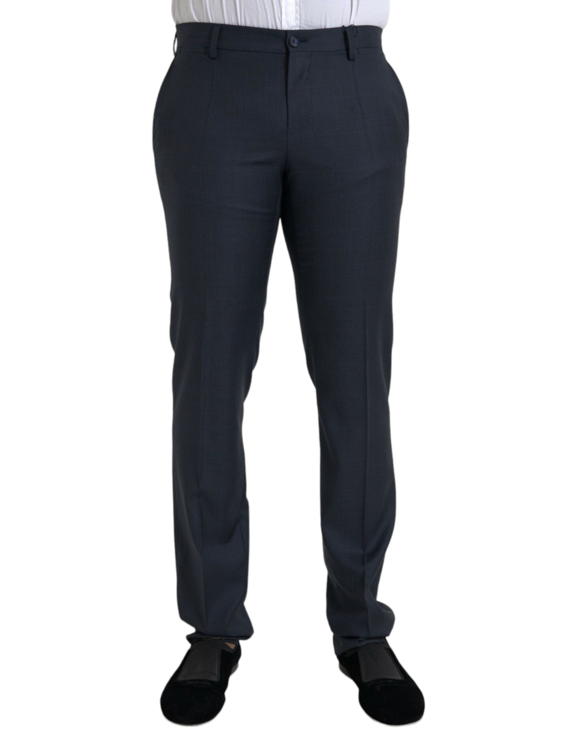 Dolce & Gabbana Blue Wool Men Skinny Dress Pants LUNESCAPE