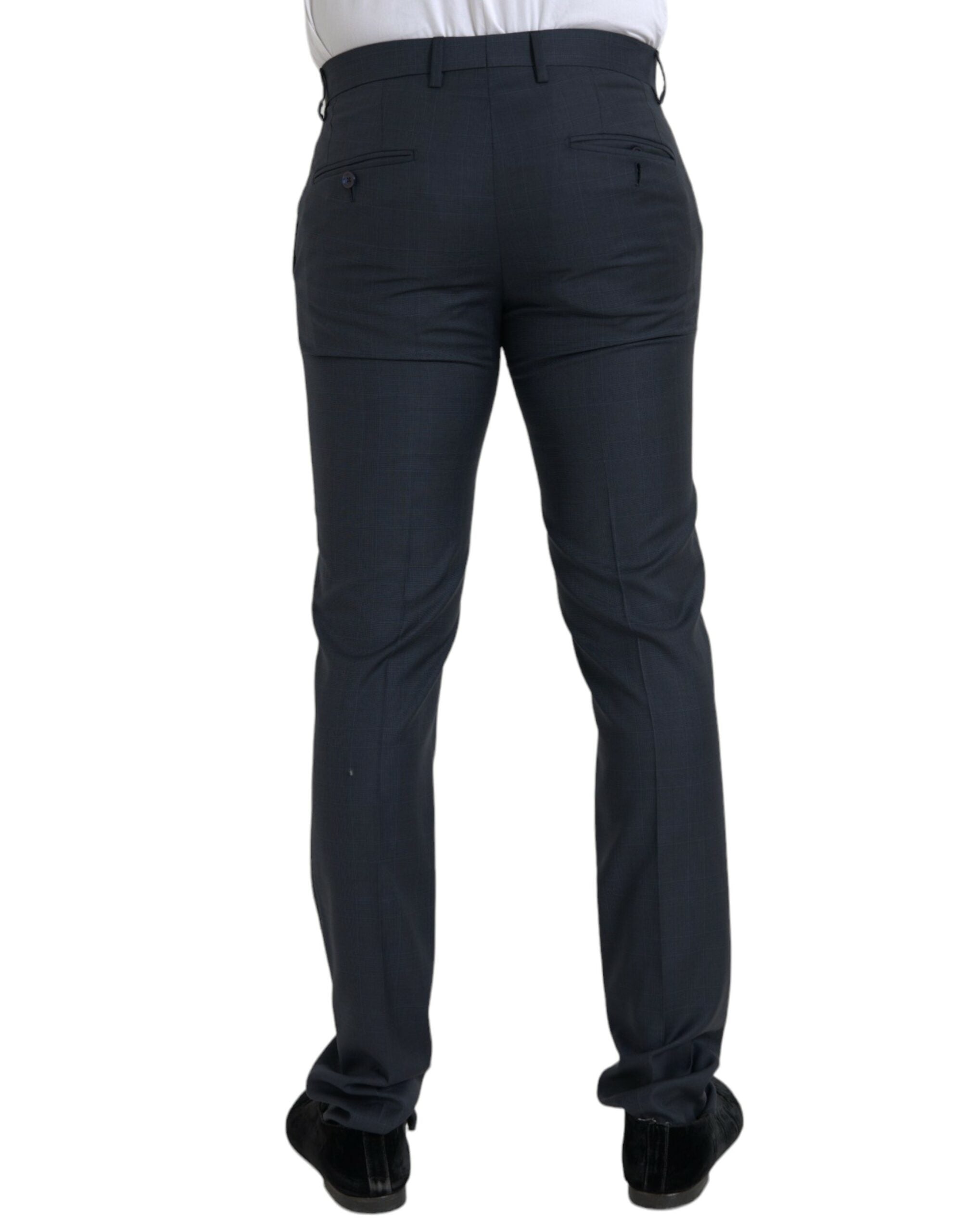 Dolce & Gabbana Blue Wool Men Skinny Dress Pants LUNESCAPE