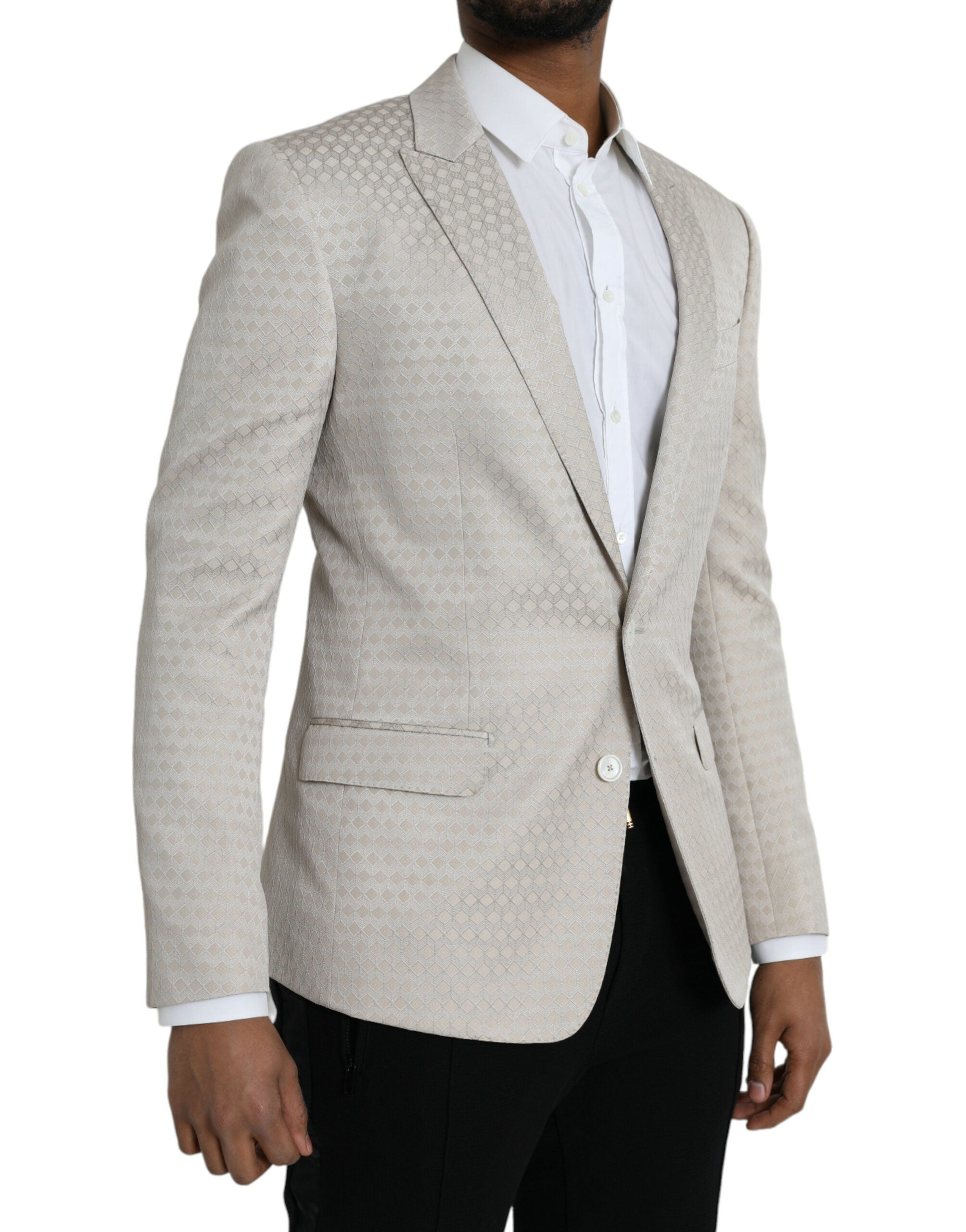 Dolce & Gabbana Beige MARTINI Single Breasted Coat Blazer LUNESCAPE