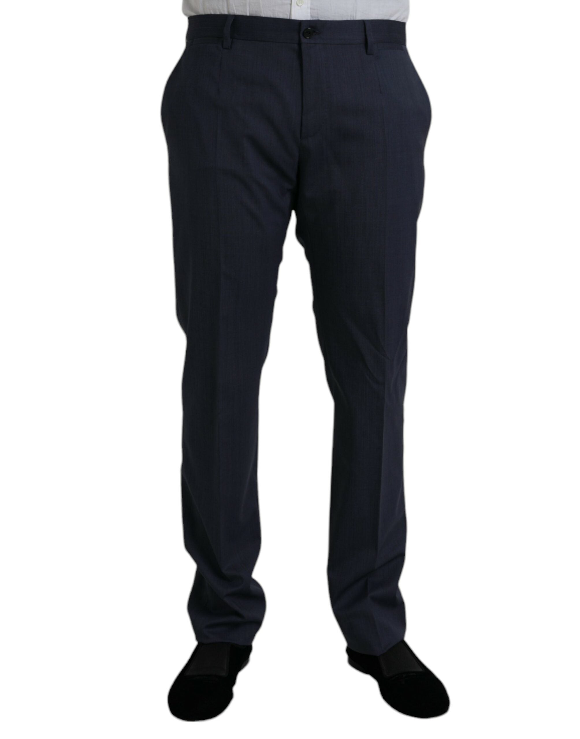 Dolce & Gabbana Blue Wool Slim Fit Dress Formal Pants LUNESCAPE