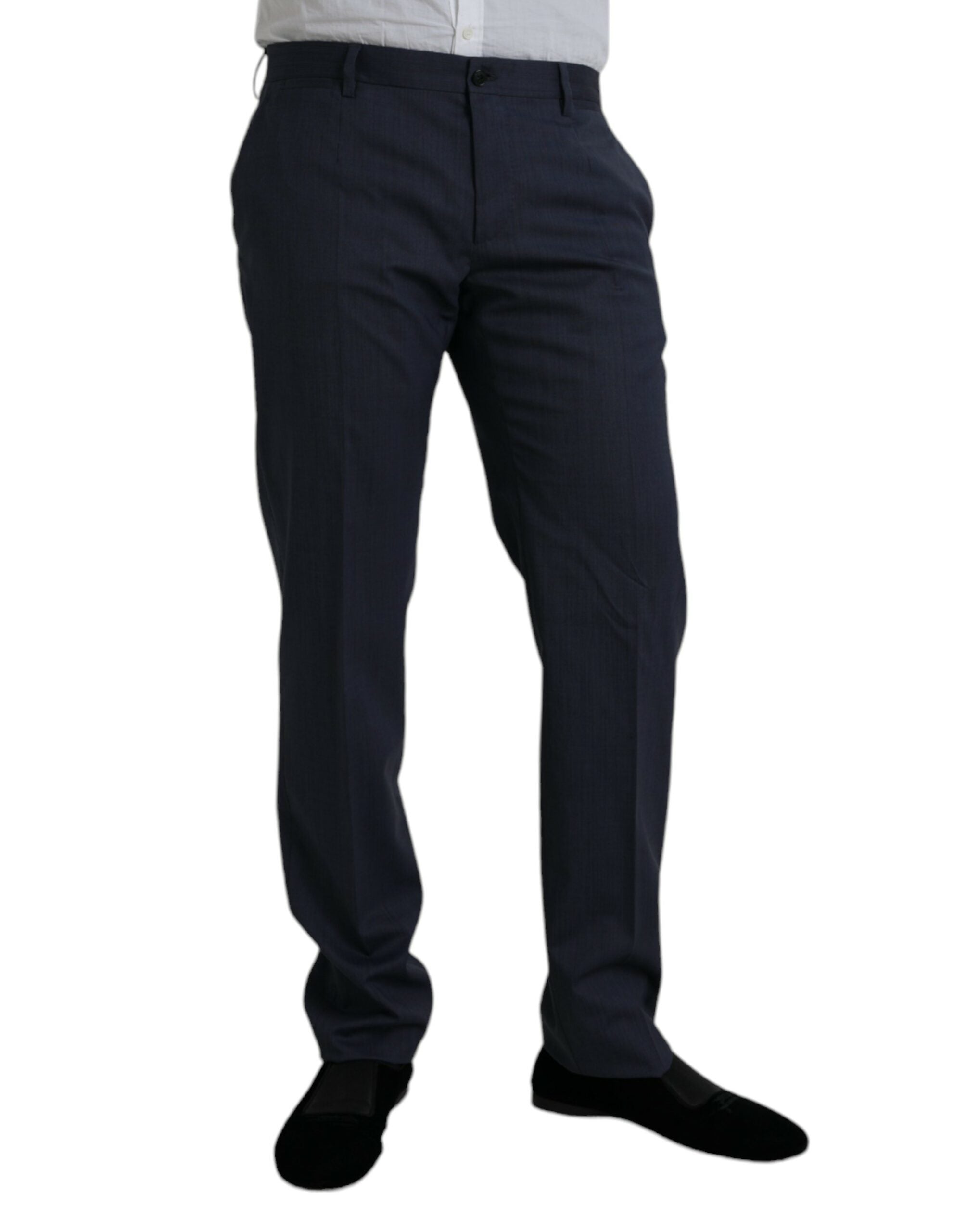 Dolce & Gabbana Blue Wool Slim Fit Dress Formal Pants LUNESCAPE