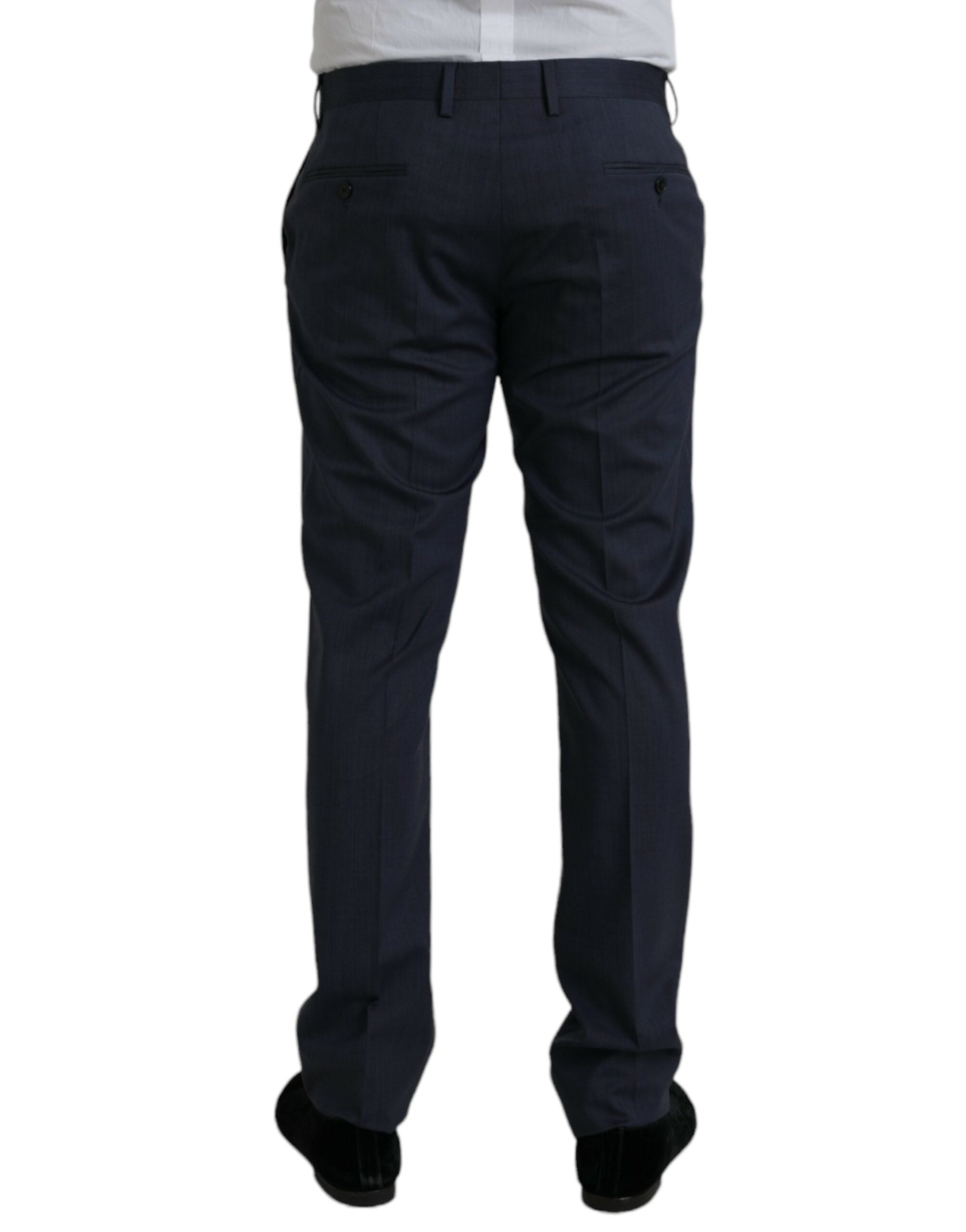 Dolce & Gabbana Blue Wool Slim Fit Dress Formal Pants LUNESCAPE