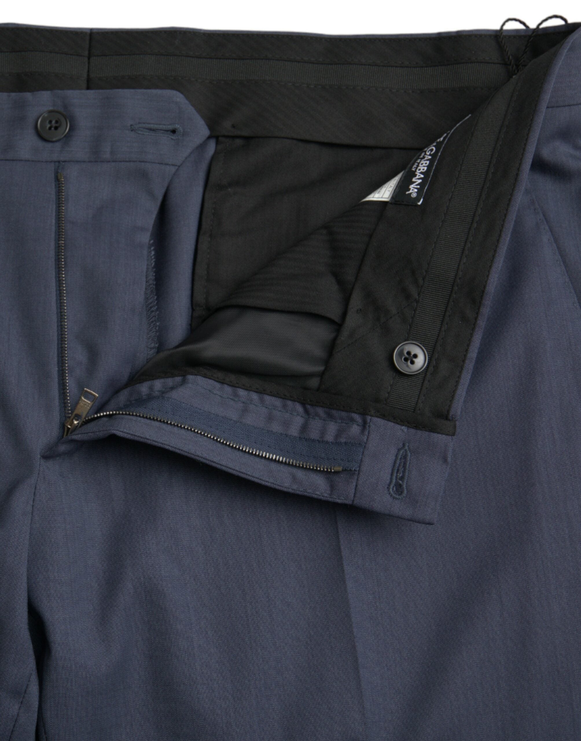 Dolce & Gabbana Blue Wool Slim Fit Dress Formal Pants LUNESCAPE
