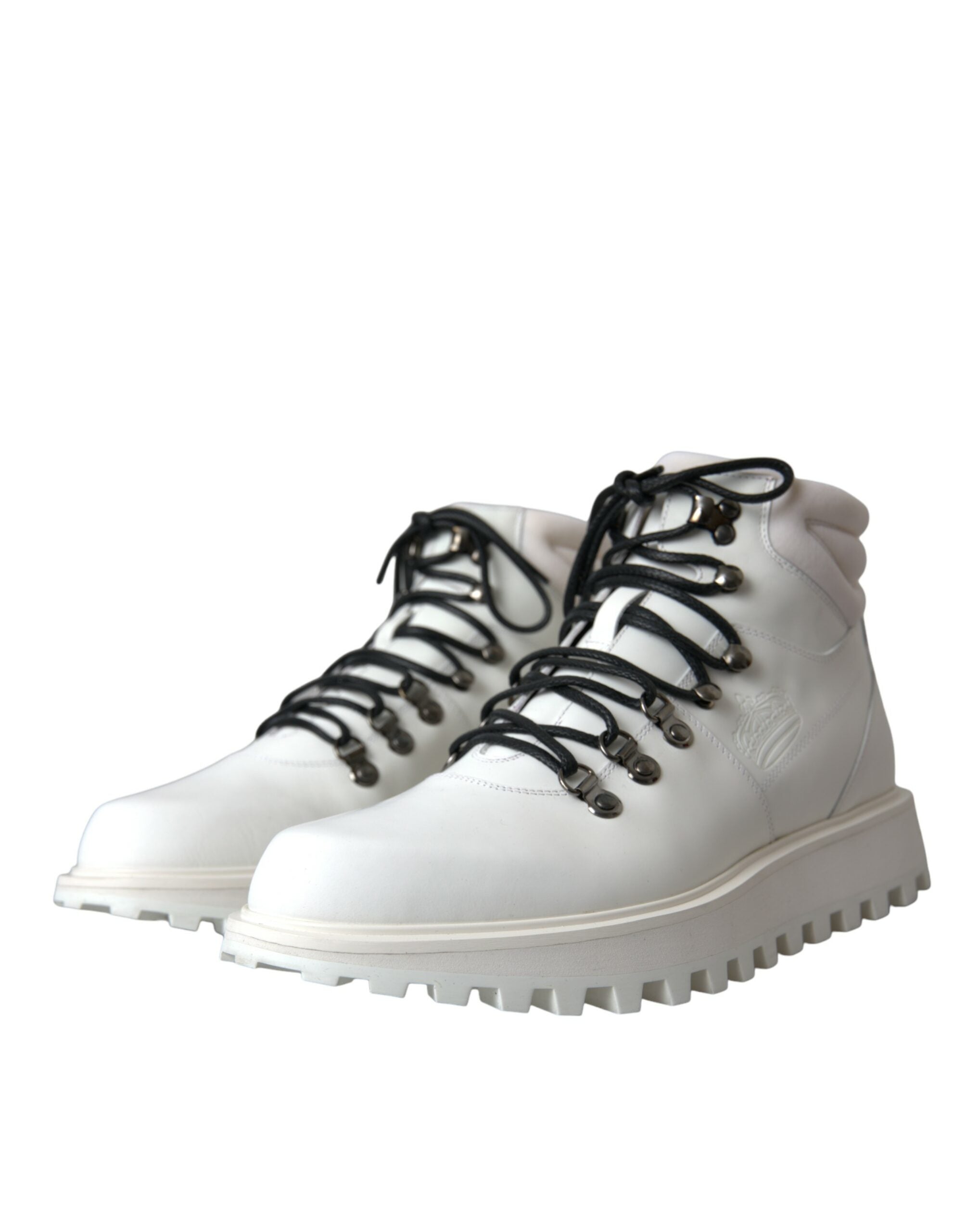 Dolce & Gabbana White Vulcano Trekking Men Ankle Boots Shoes LUNESCAPE