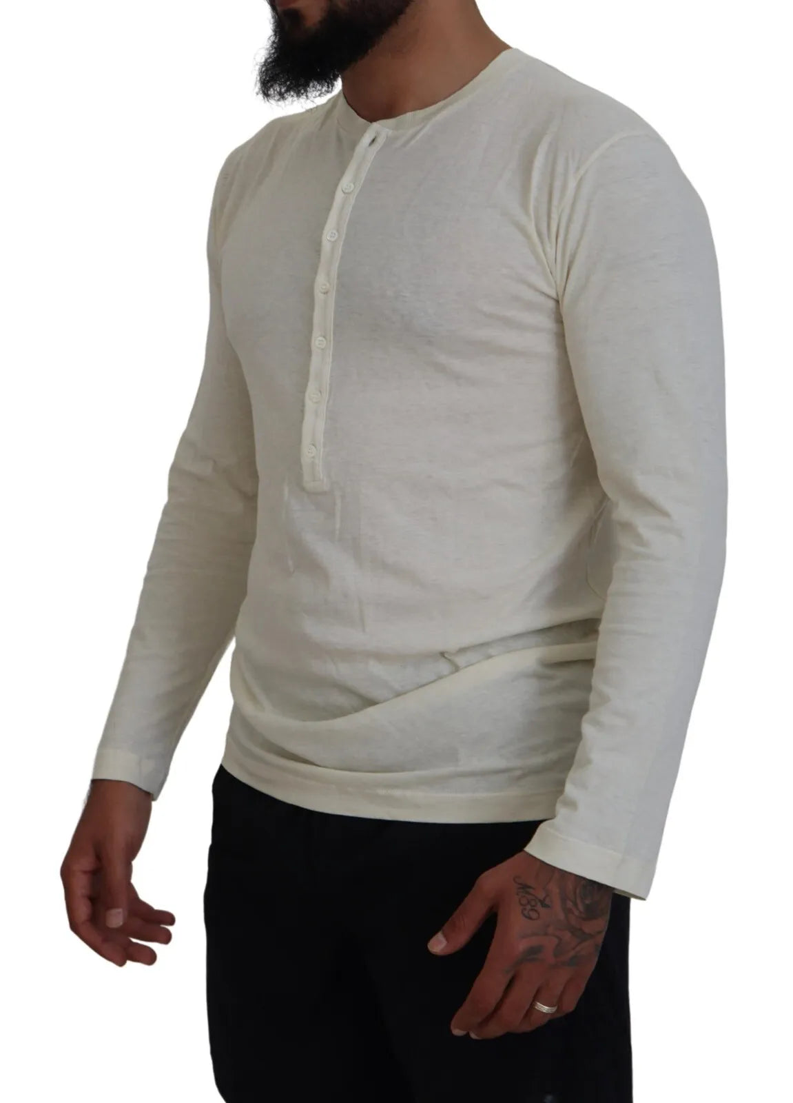 Dsquared² Beige Cotton Linen Long Sleeves Pullover Sweater LUNESCAPE