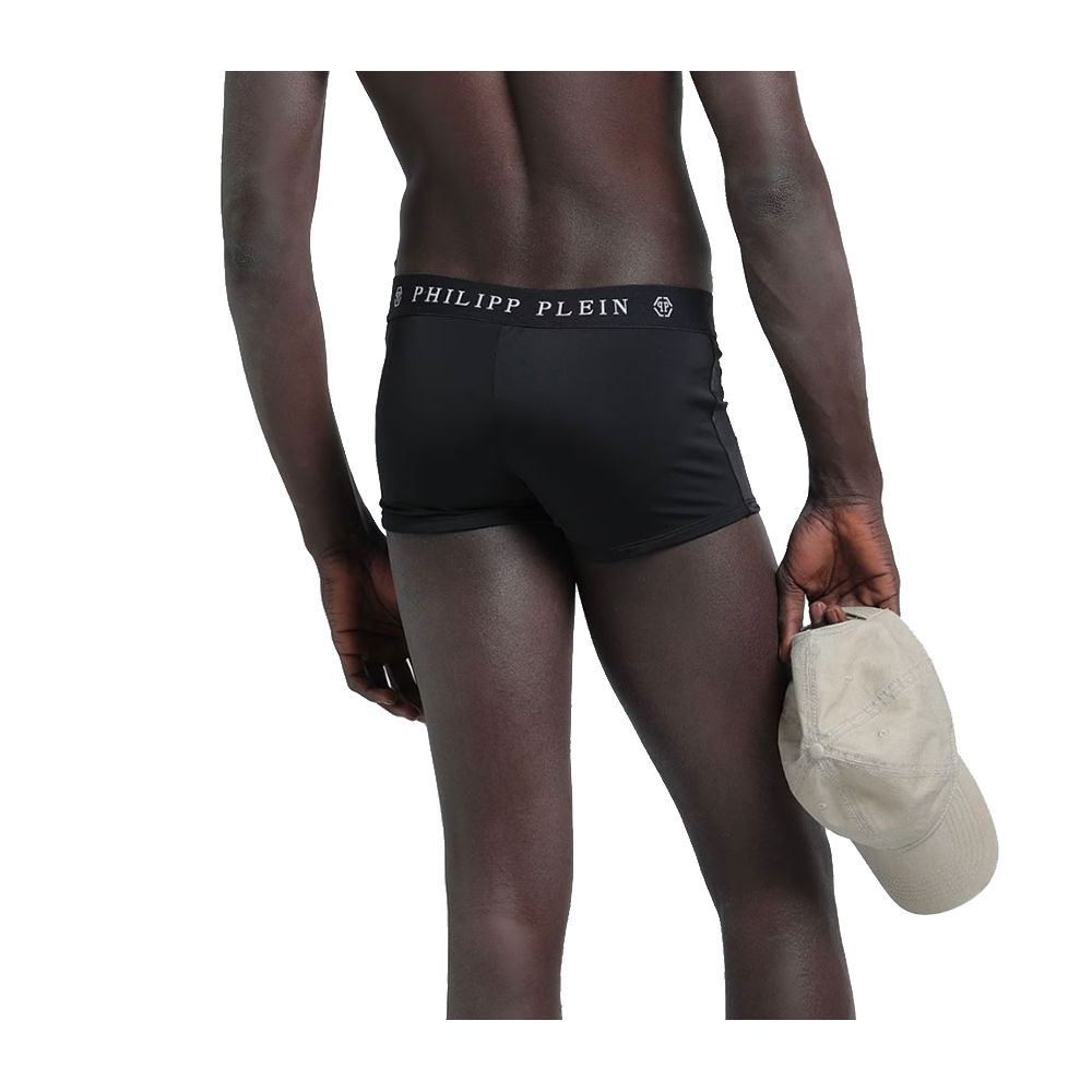 Philipp Plein Black Polyamide Men's Swim Trunks LUNESCAPE