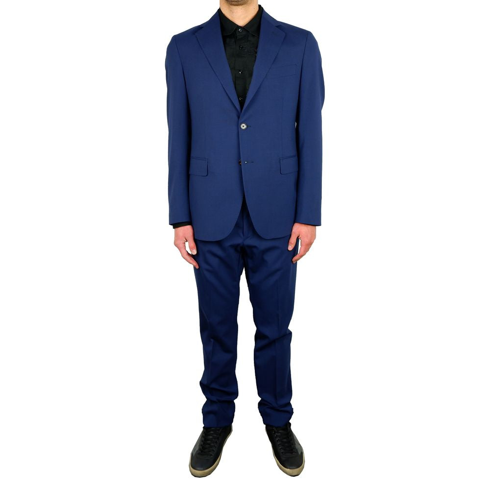 Aquascutum Elegant Blue Wool Blend Two-Piece Suit LUNESCAPE