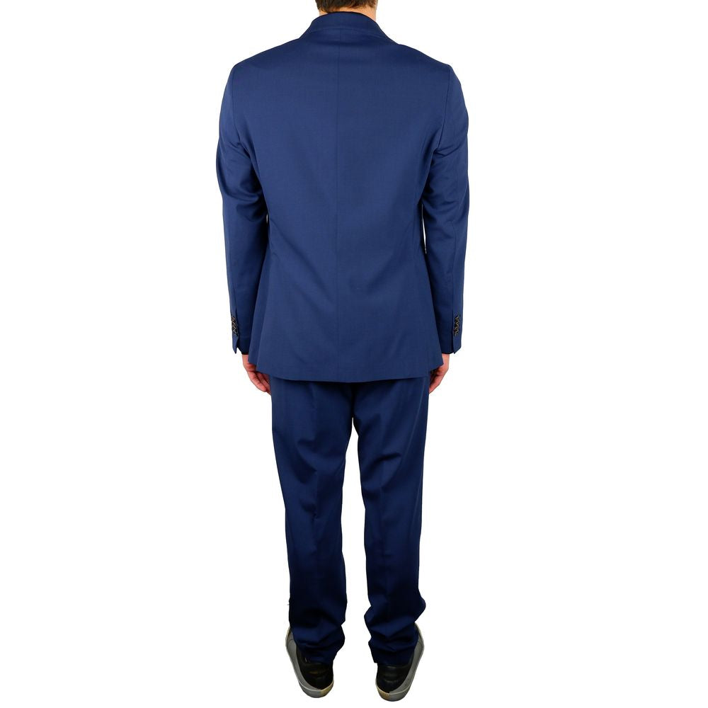 Aquascutum Elegant Blue Wool Blend Two-Piece Suit LUNESCAPE