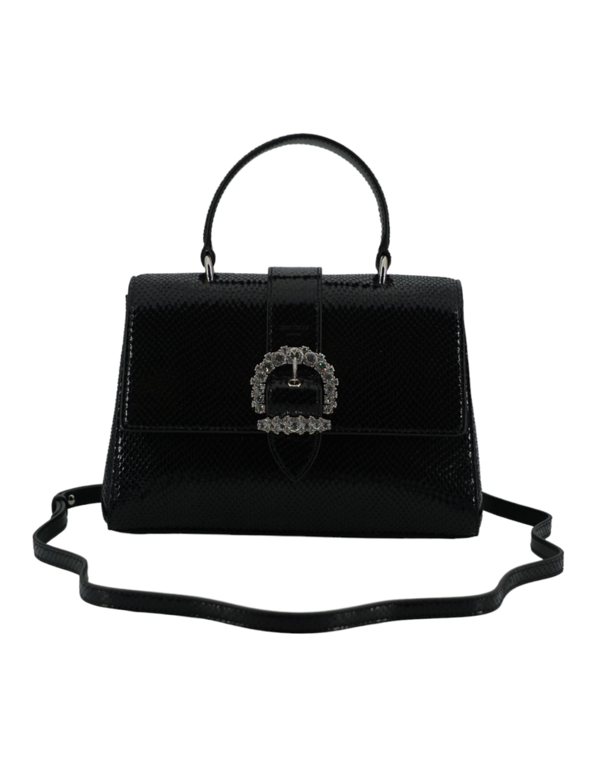 Jimmy Choo Black Leather Top Handle Shoulder Bag LUNESCAPE
