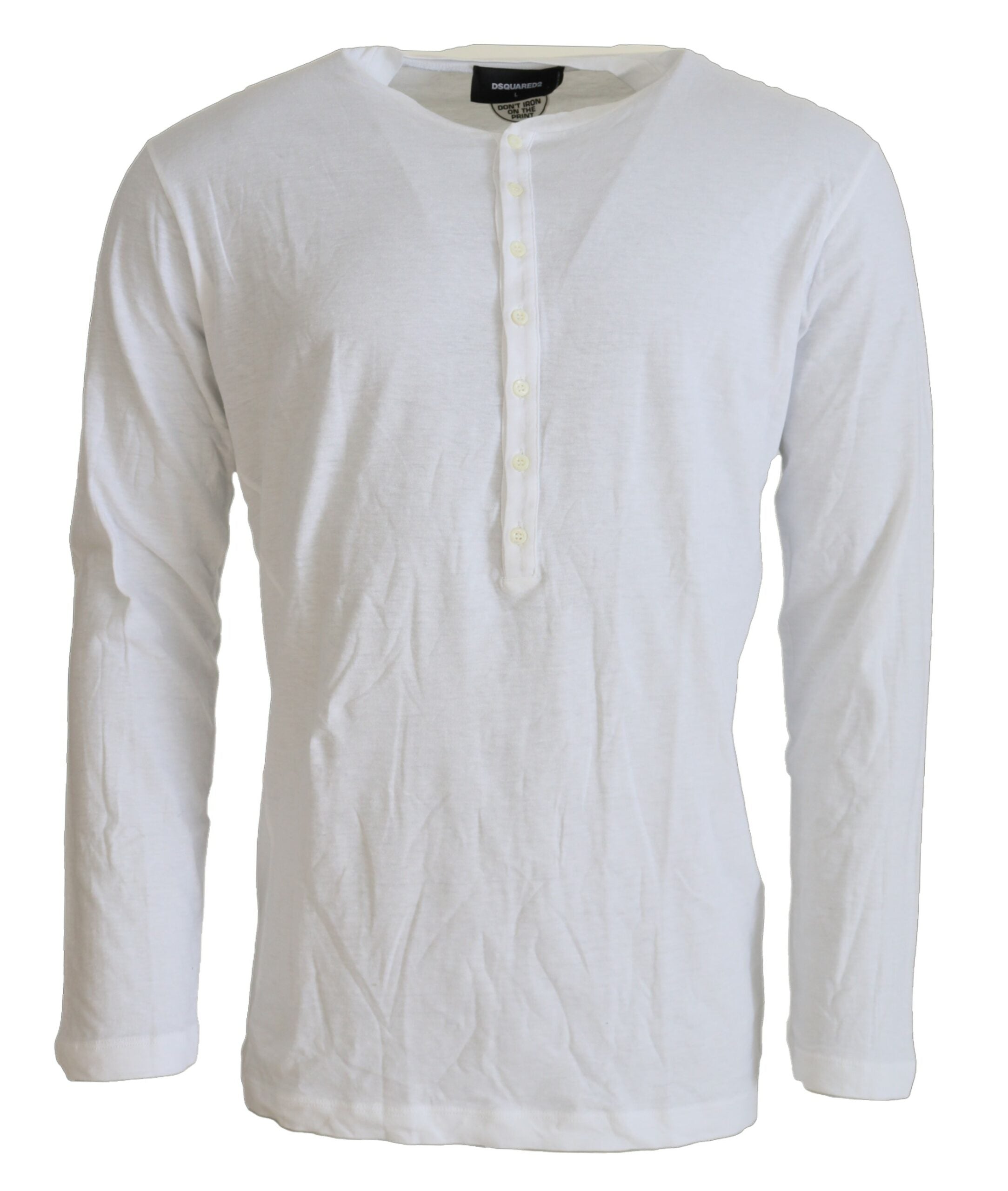 Dsquared² White Cotton Linen Long Sleeves Pullover Sweater LUNESCAPE