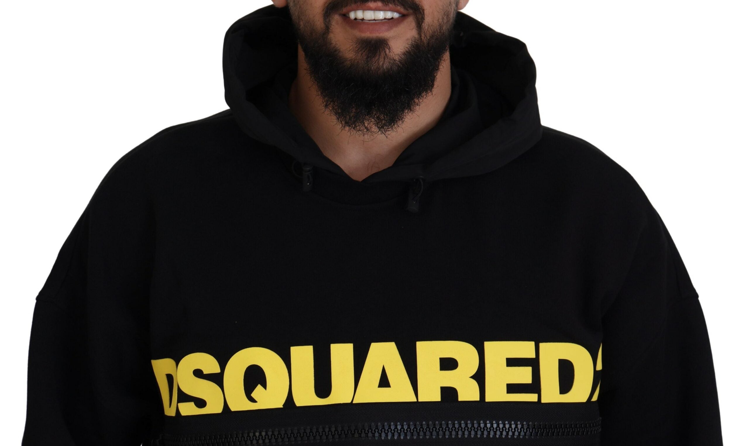 Dsquared² Black Cotton Hooded Printed Pullover Sweater LUNESCAPE