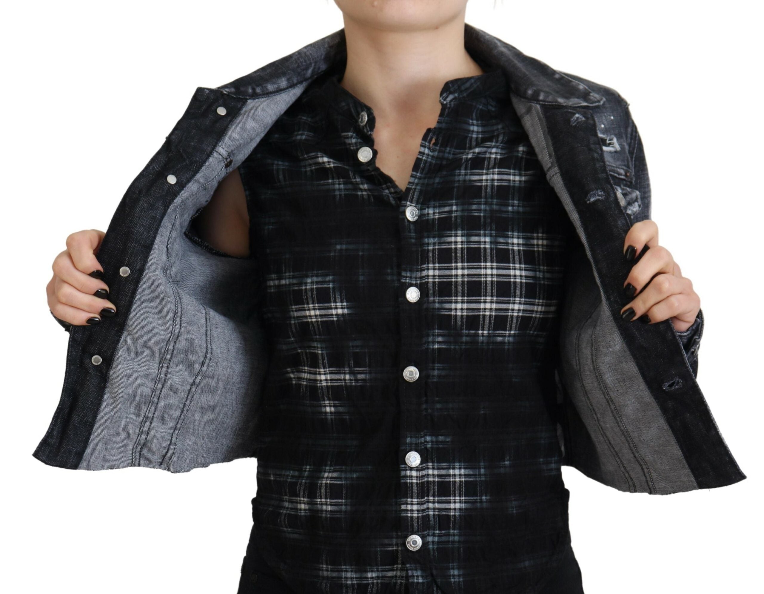 Dsquared² Gray Washed Cotton Distressed Denim Jacket LUNESCAPE