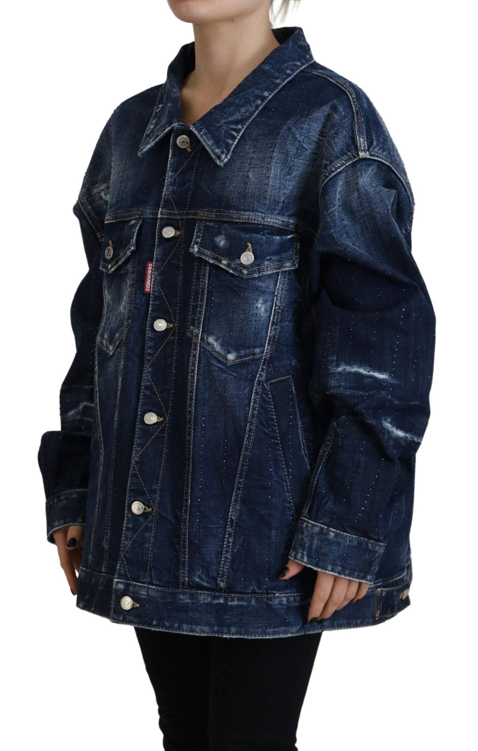 Dsquared² Blue Distressed Collared Denim Jacket LUNESCAPE