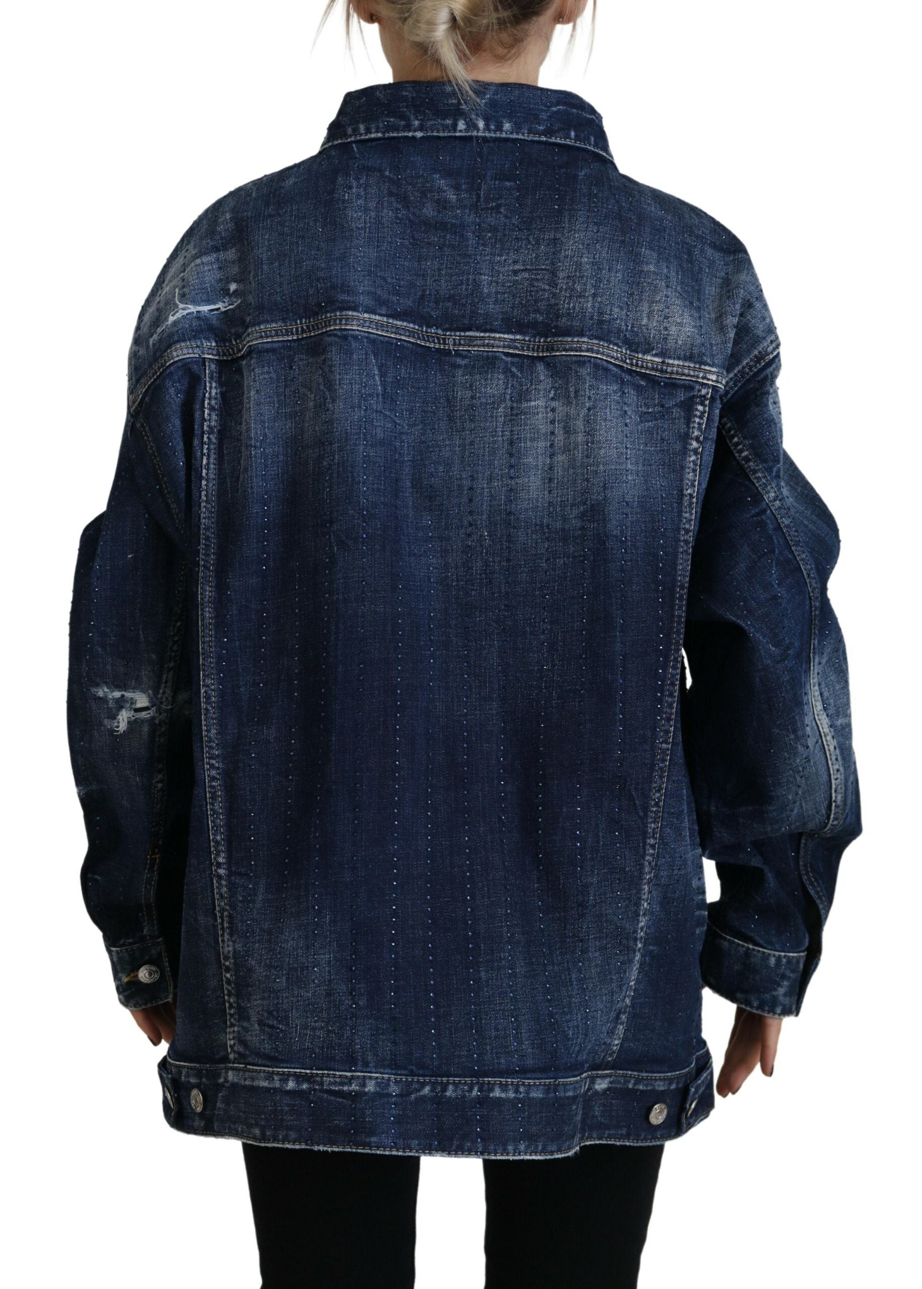 Dsquared² Blue Distressed Collared Denim Jacket LUNESCAPE