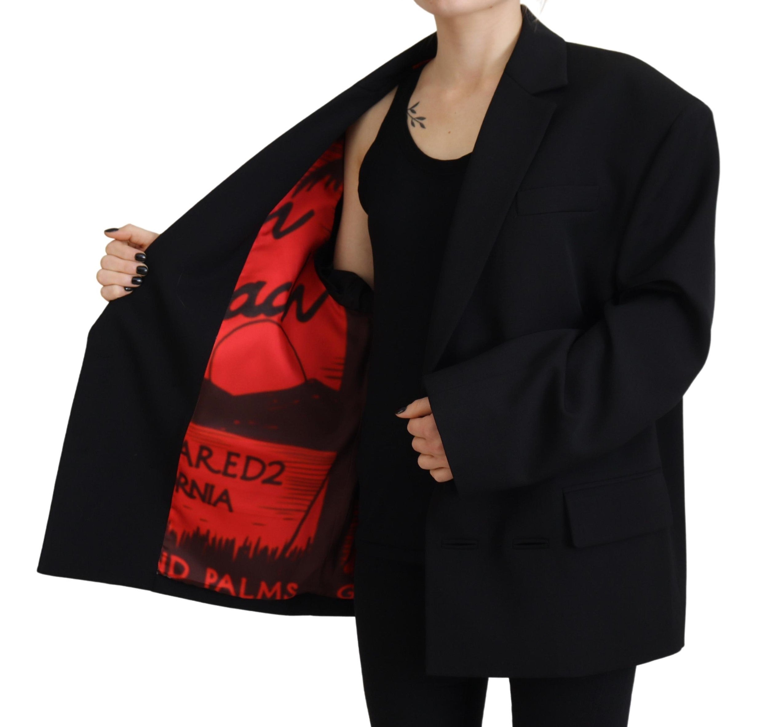 Dsquared² Black Double Breasted Coat Blazer Jacket LUNESCAPE