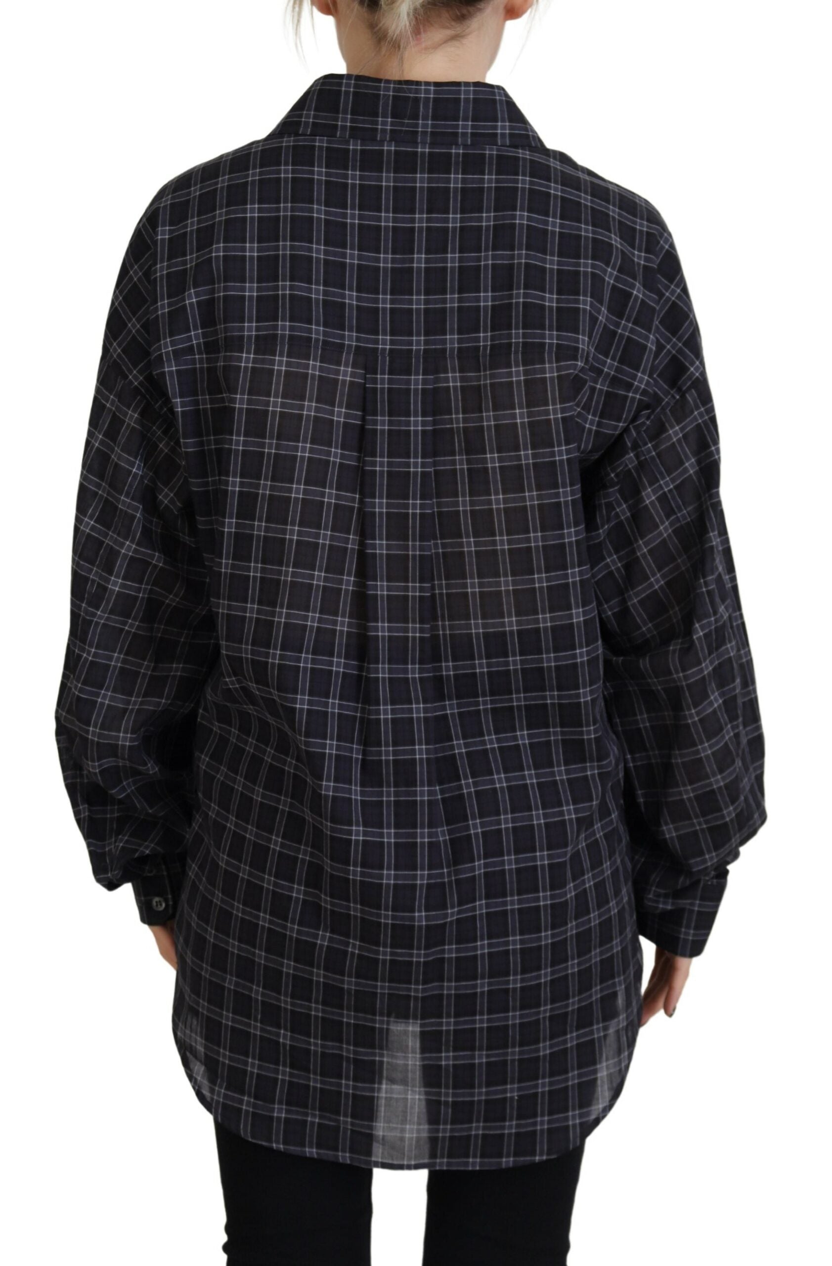 Dsquared² Black Checkered Collared Button Long Sleeves Shirt LUNESCAPE
