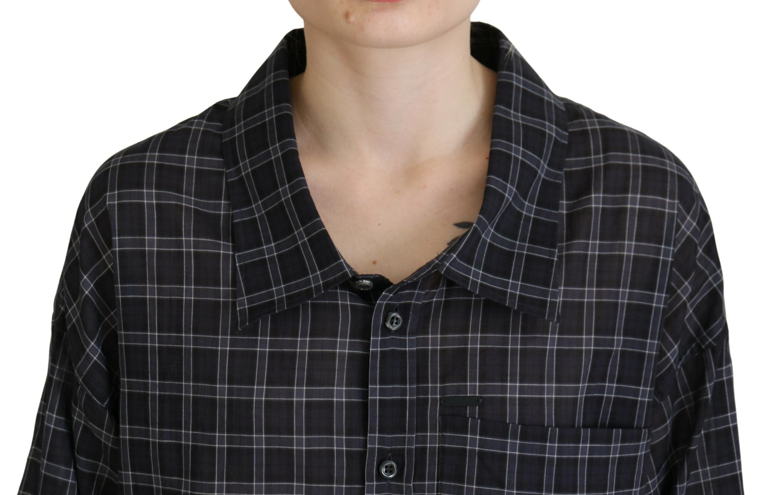 Dsquared² Black Checkered Collared Button Long Sleeves Shirt LUNESCAPE