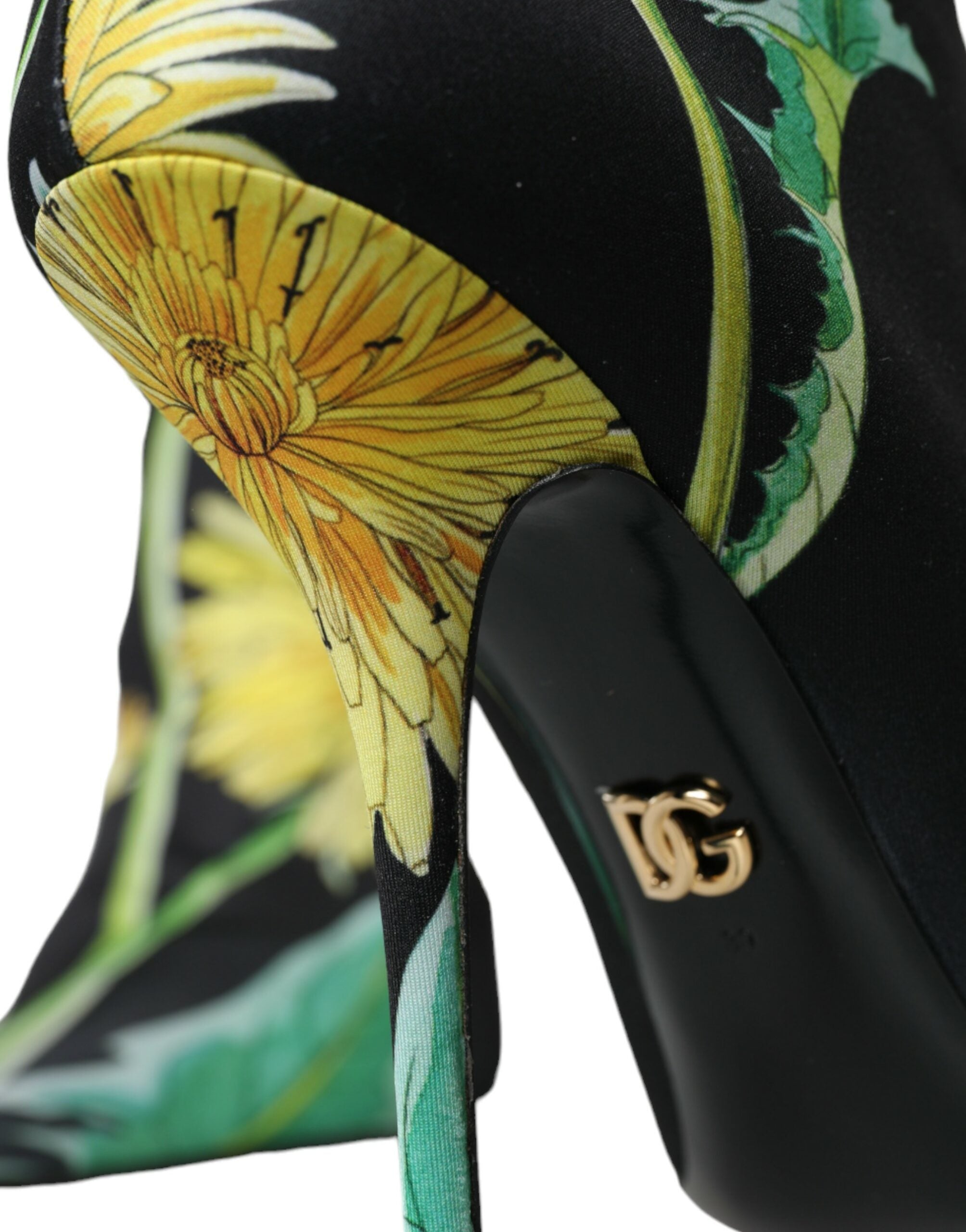 Dolce & Gabbana Black Floral Jersey Stretch Ankle Boots Shoes LUNESCAPE