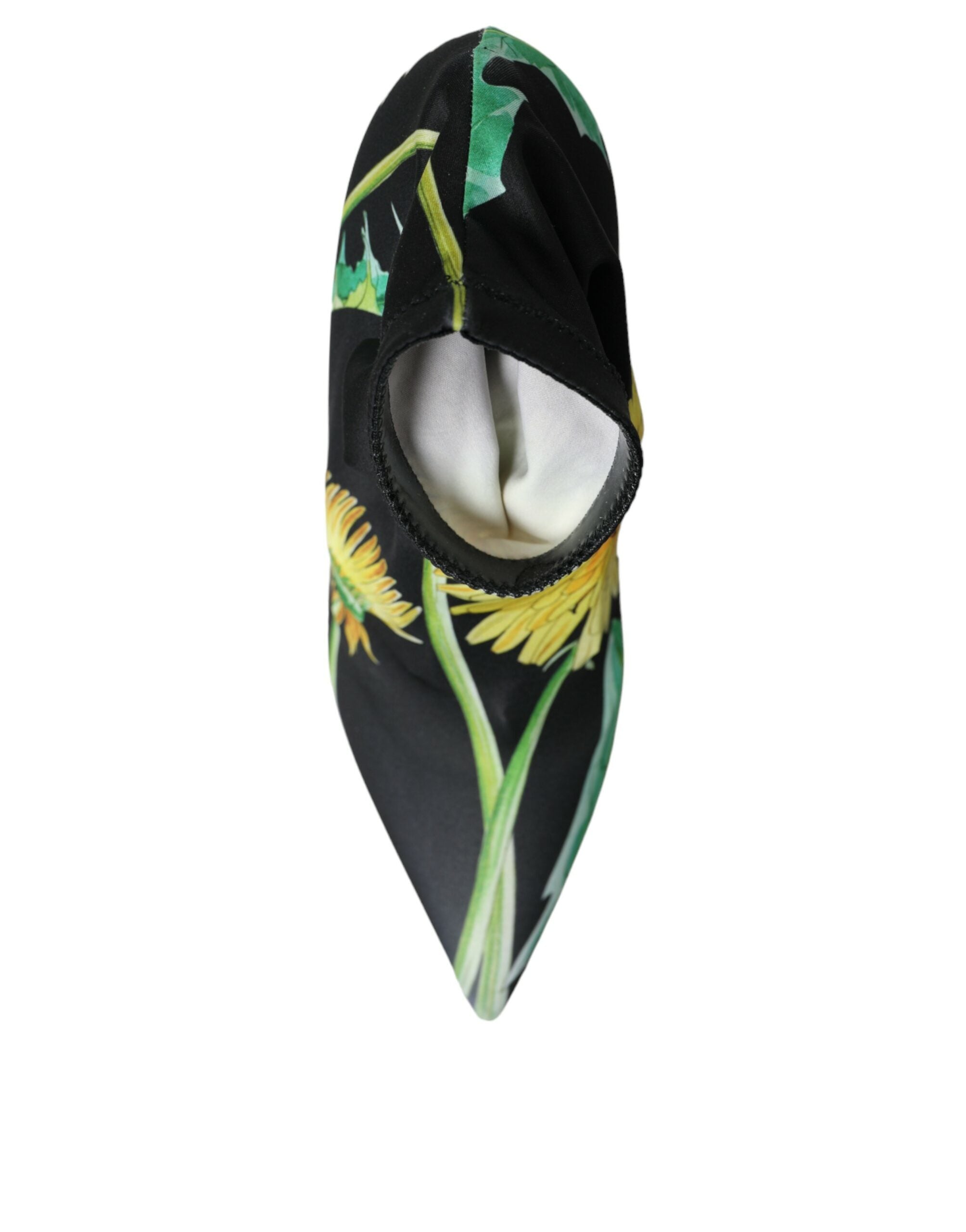 Dolce & Gabbana Black Floral Jersey Stretch Ankle Boots Shoes LUNESCAPE