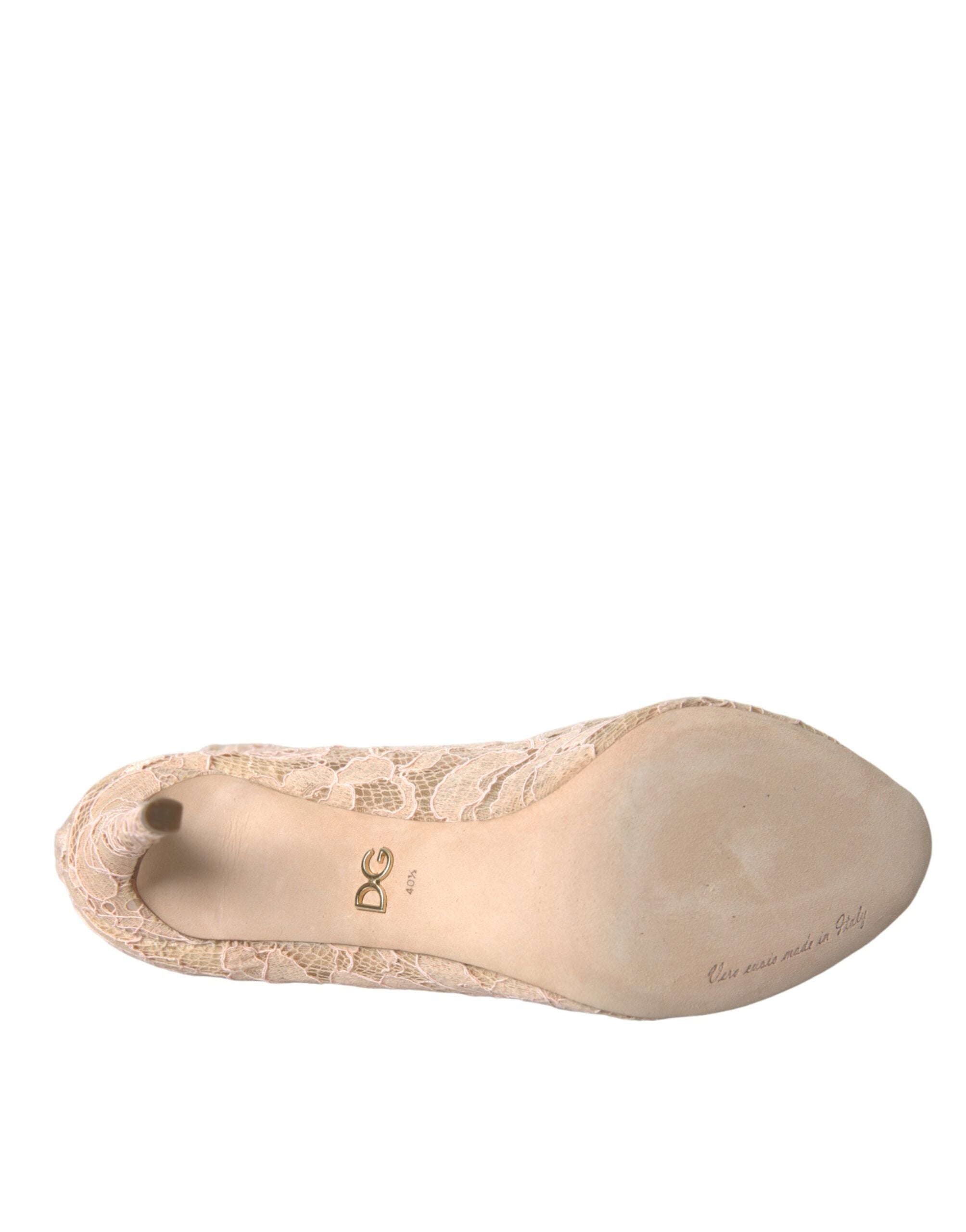 Dolce & Gabbana Beige Stretch Taormina Lace Boots Shoes LUNESCAPE