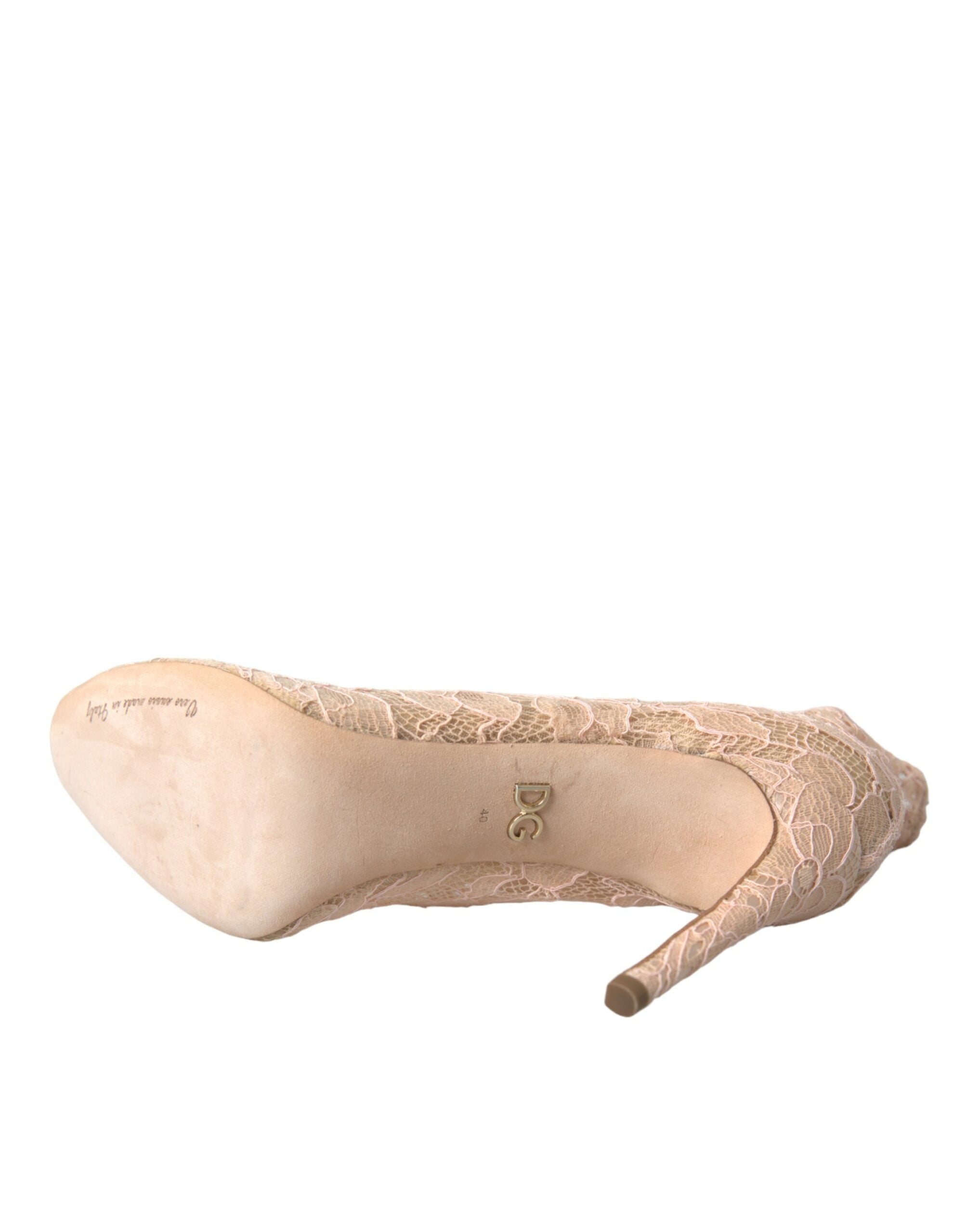 Dolce & Gabbana Beige Stretch Taormina Lace Boots Shoes LUNESCAPE