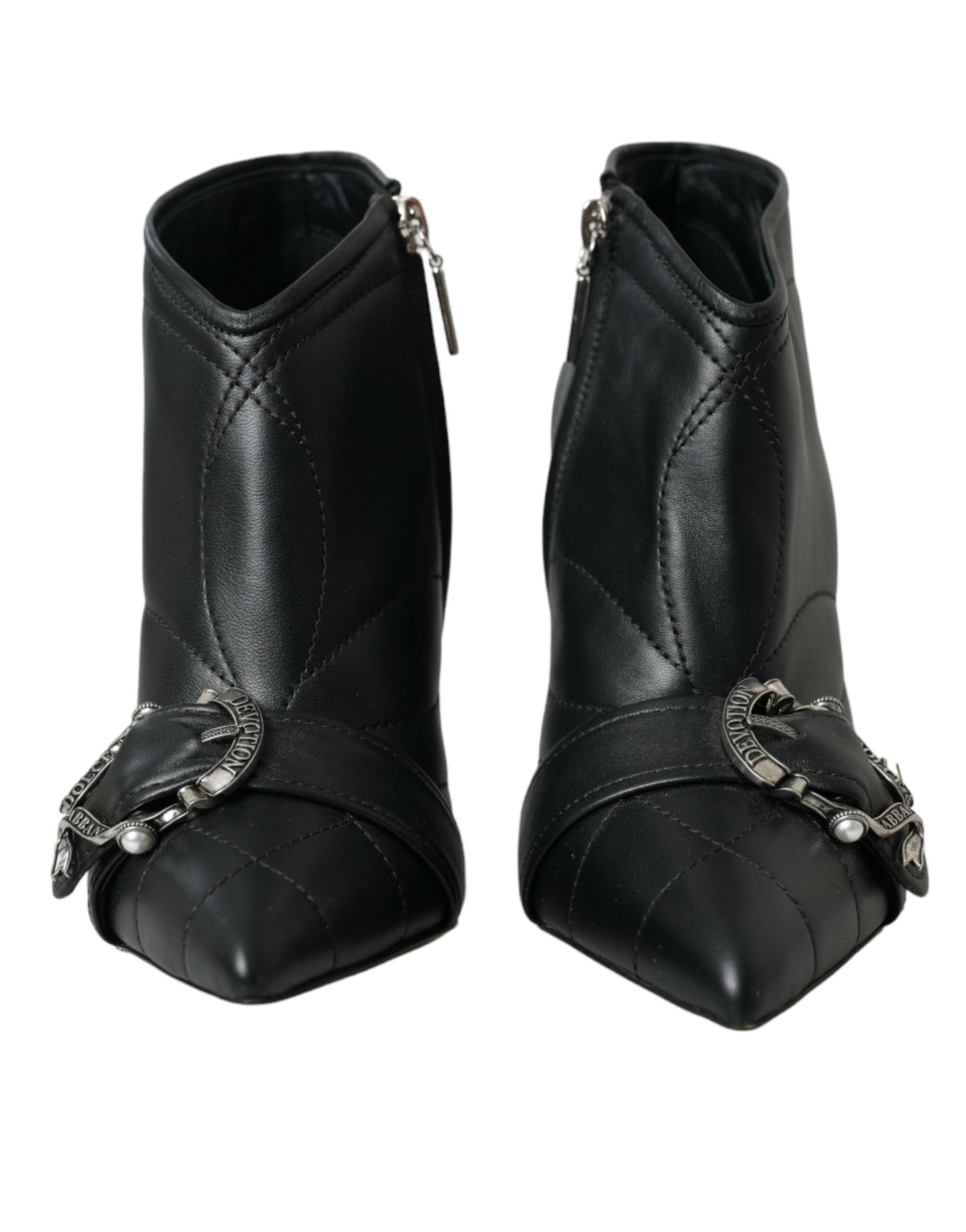 Dolce & Gabbana Black Devotion Quilted Buckled Boots Shoes LUNESCAPE