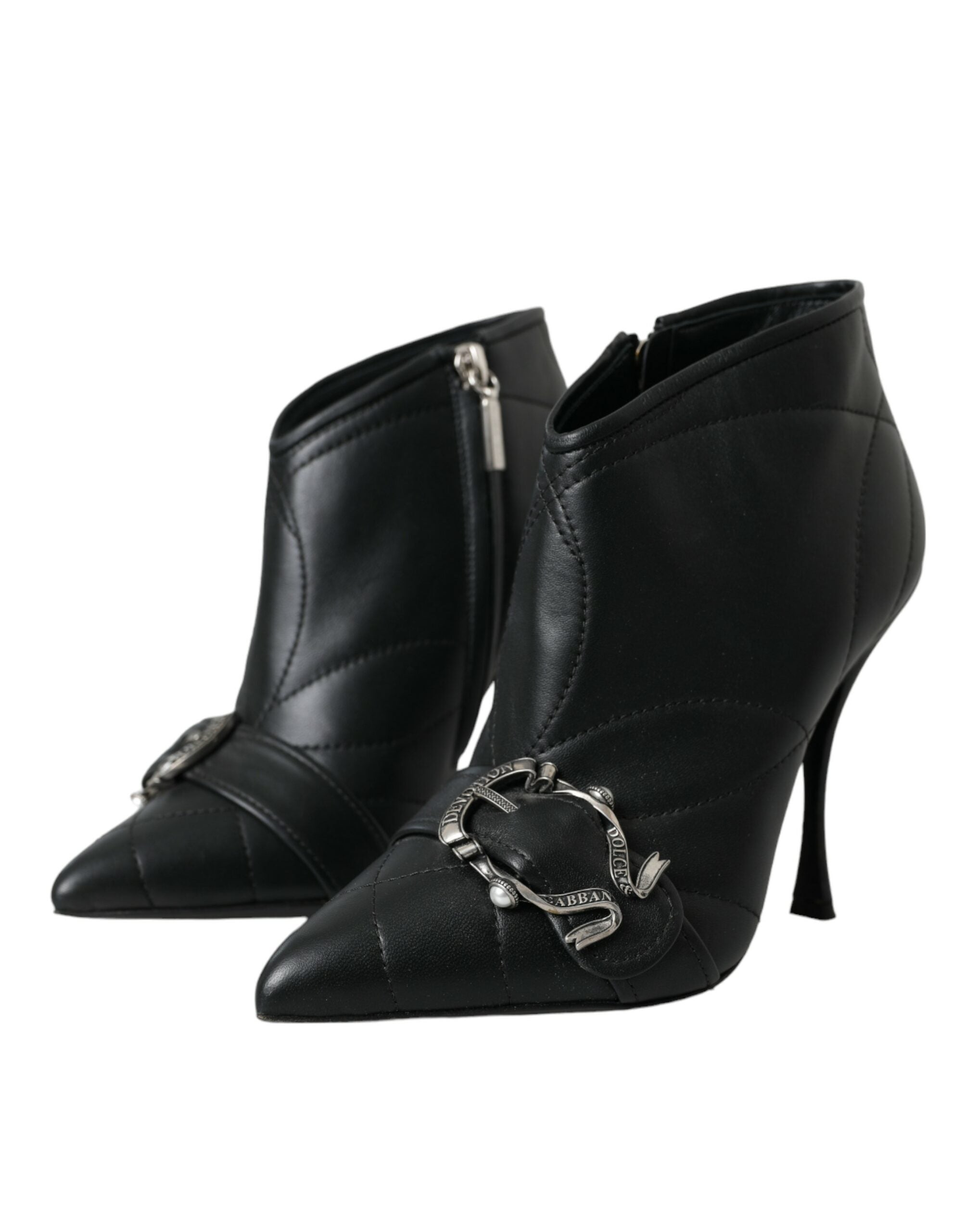 Dolce & Gabbana Black Devotion Quilted Buckled Boots Shoes LUNESCAPE