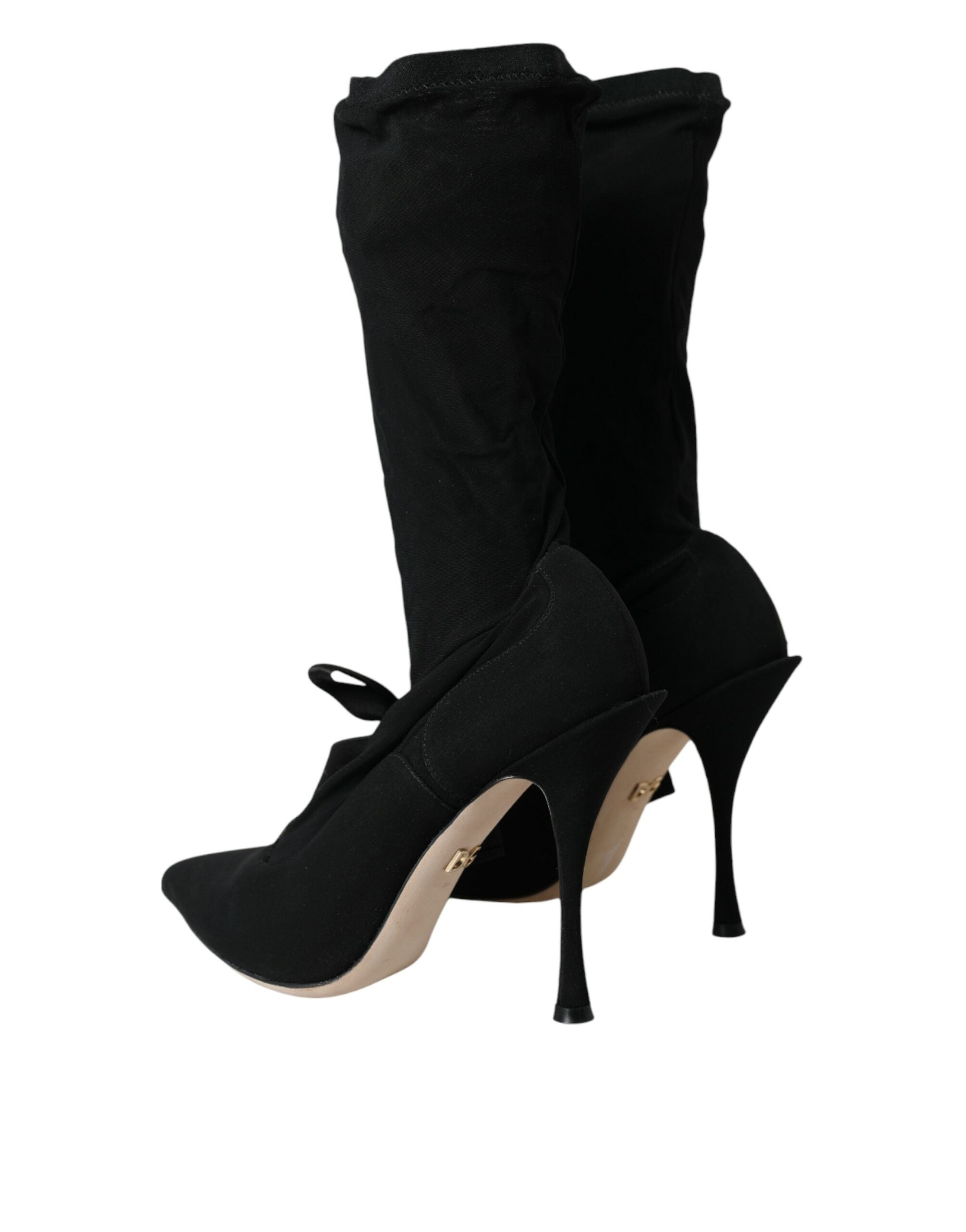 Dolce & Gabbana Black Stiletto Heels Mid Calf Boots Shoes LUNESCAPE