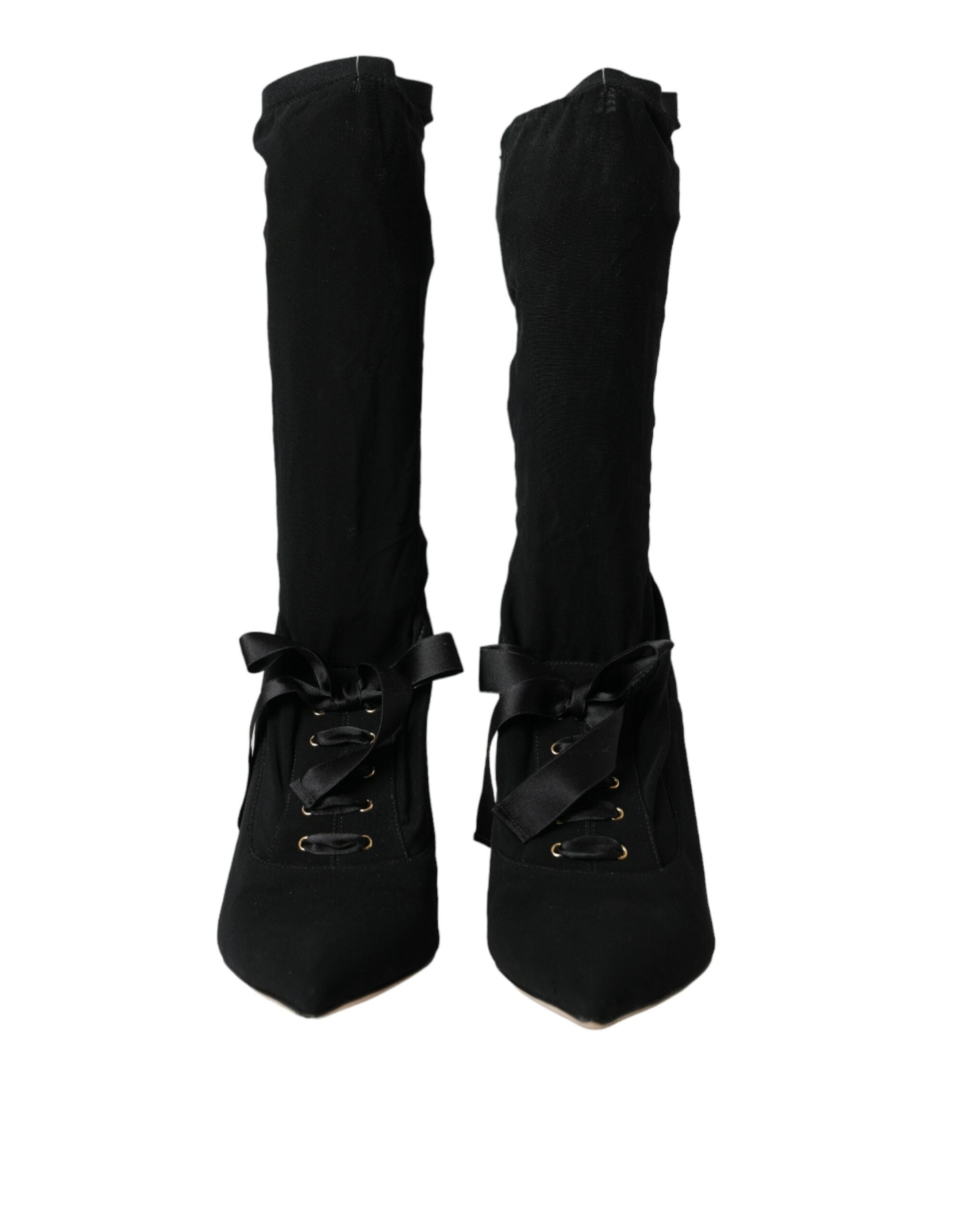 Dolce & Gabbana Black Stiletto Heels Mid Calf Boots Shoes LUNESCAPE