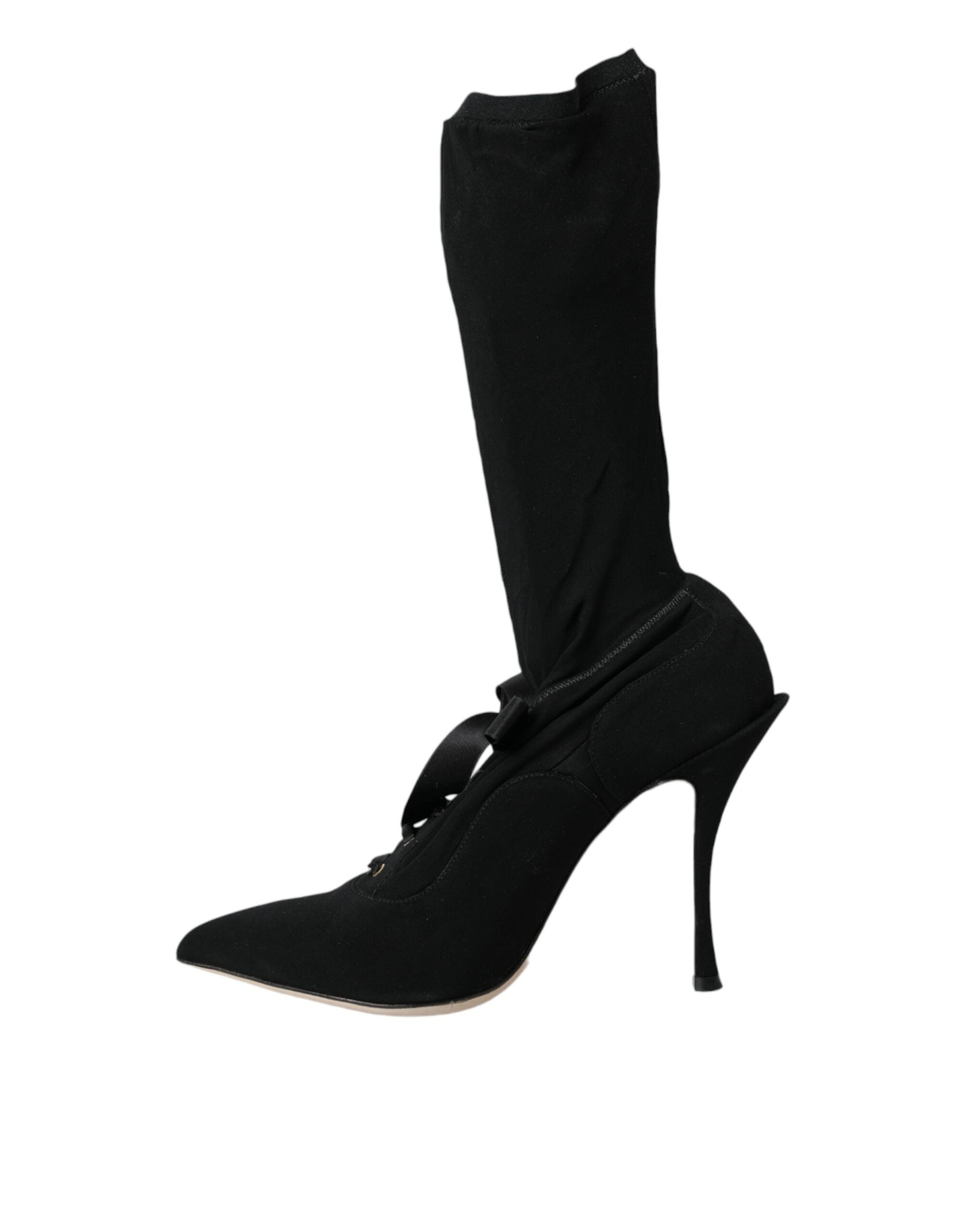 Dolce & Gabbana Black Stiletto Heels Mid Calf Boots Shoes LUNESCAPE