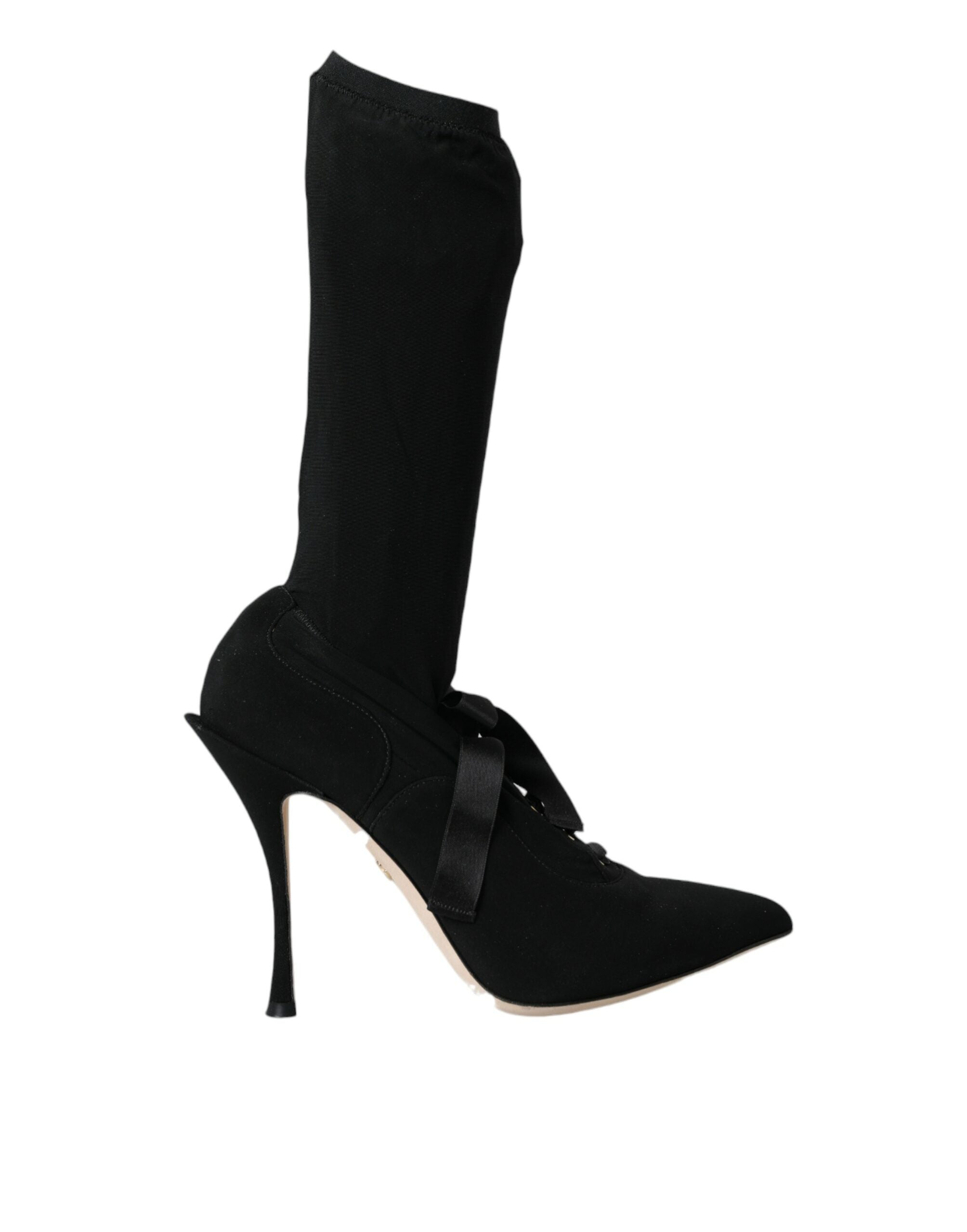 Dolce & Gabbana Black Stiletto Heels Mid Calf Boots Shoes LUNESCAPE