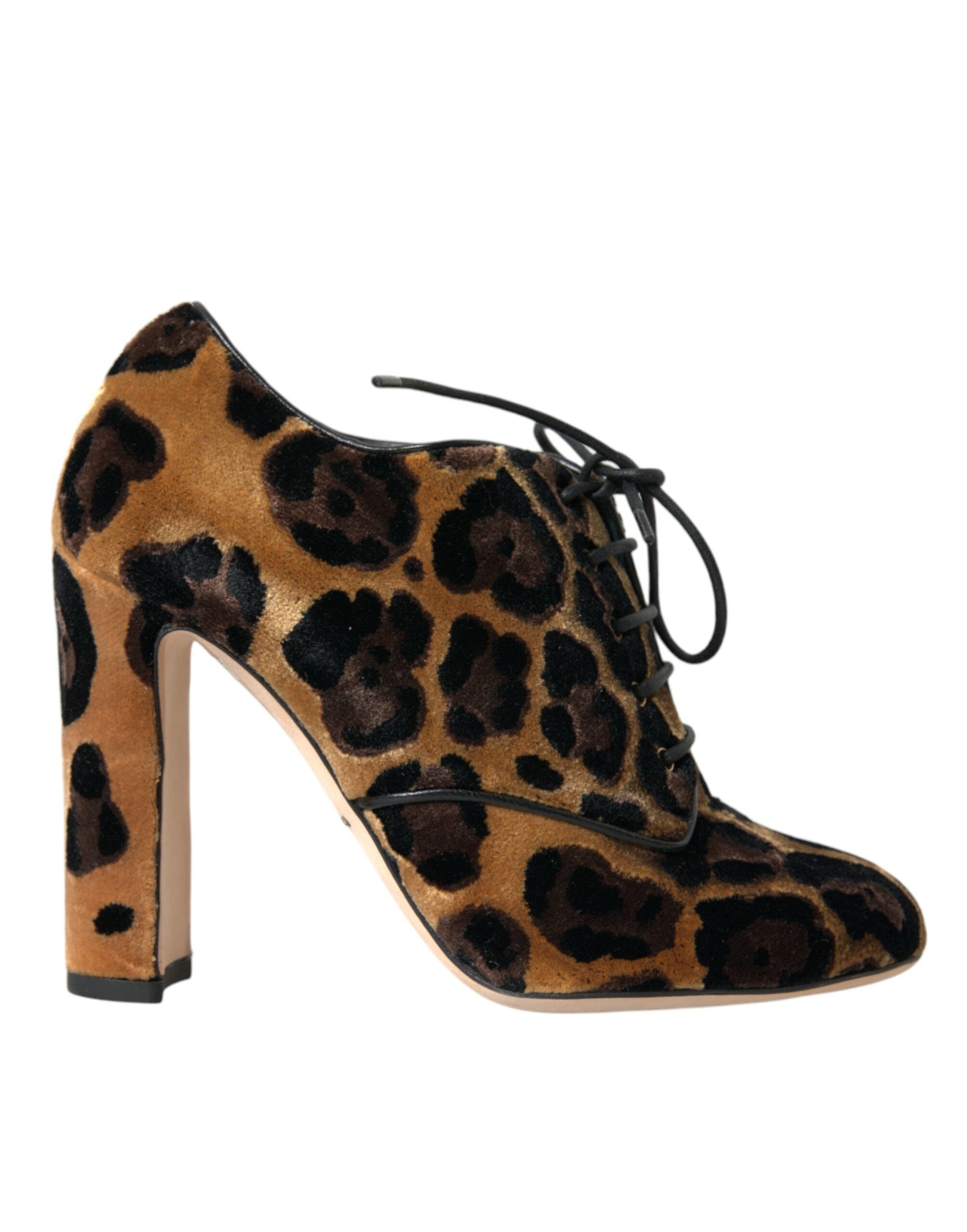 Dolce & Gabbana Brown Leopard Hair Lace Up Booties Shoes LUNESCAPE