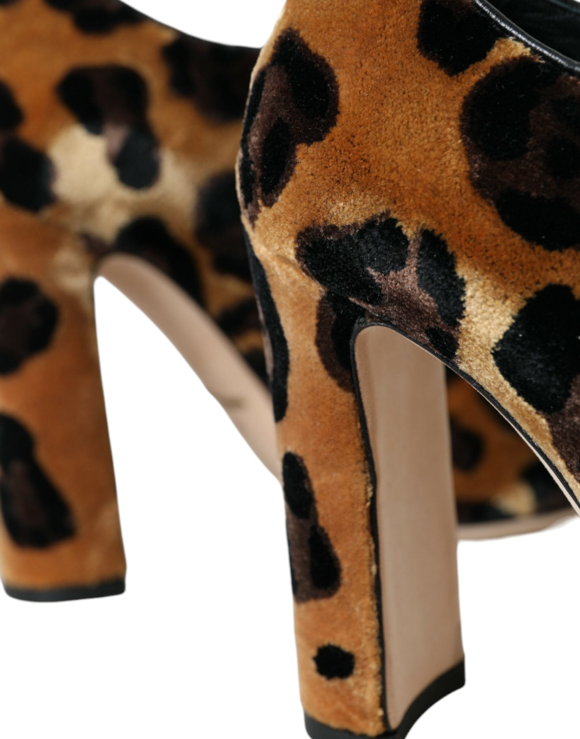 Dolce & Gabbana Brown Leopard Hair Lace Up Booties Shoes LUNESCAPE