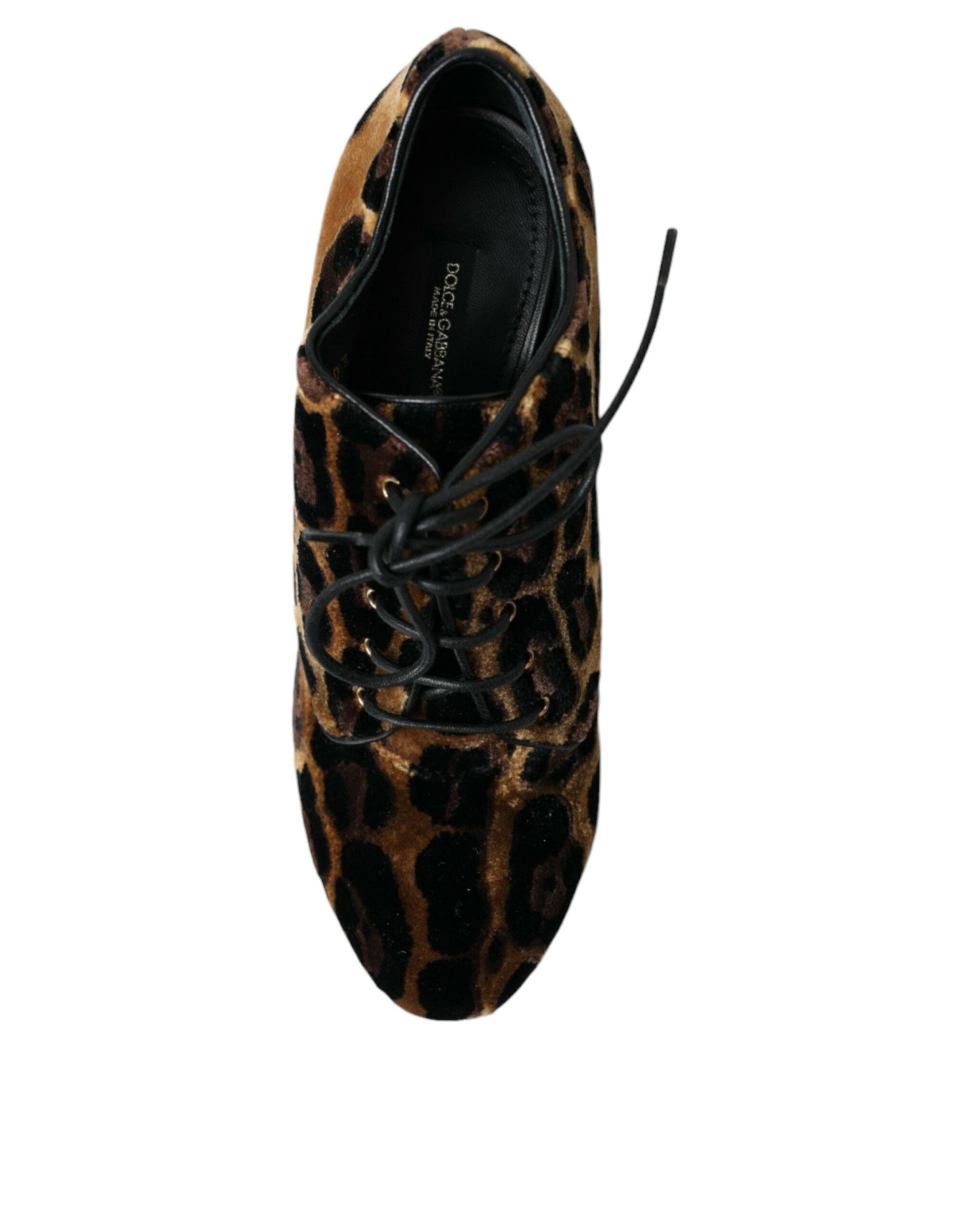 Dolce & Gabbana Brown Leopard Hair Lace Up Booties Shoes LUNESCAPE