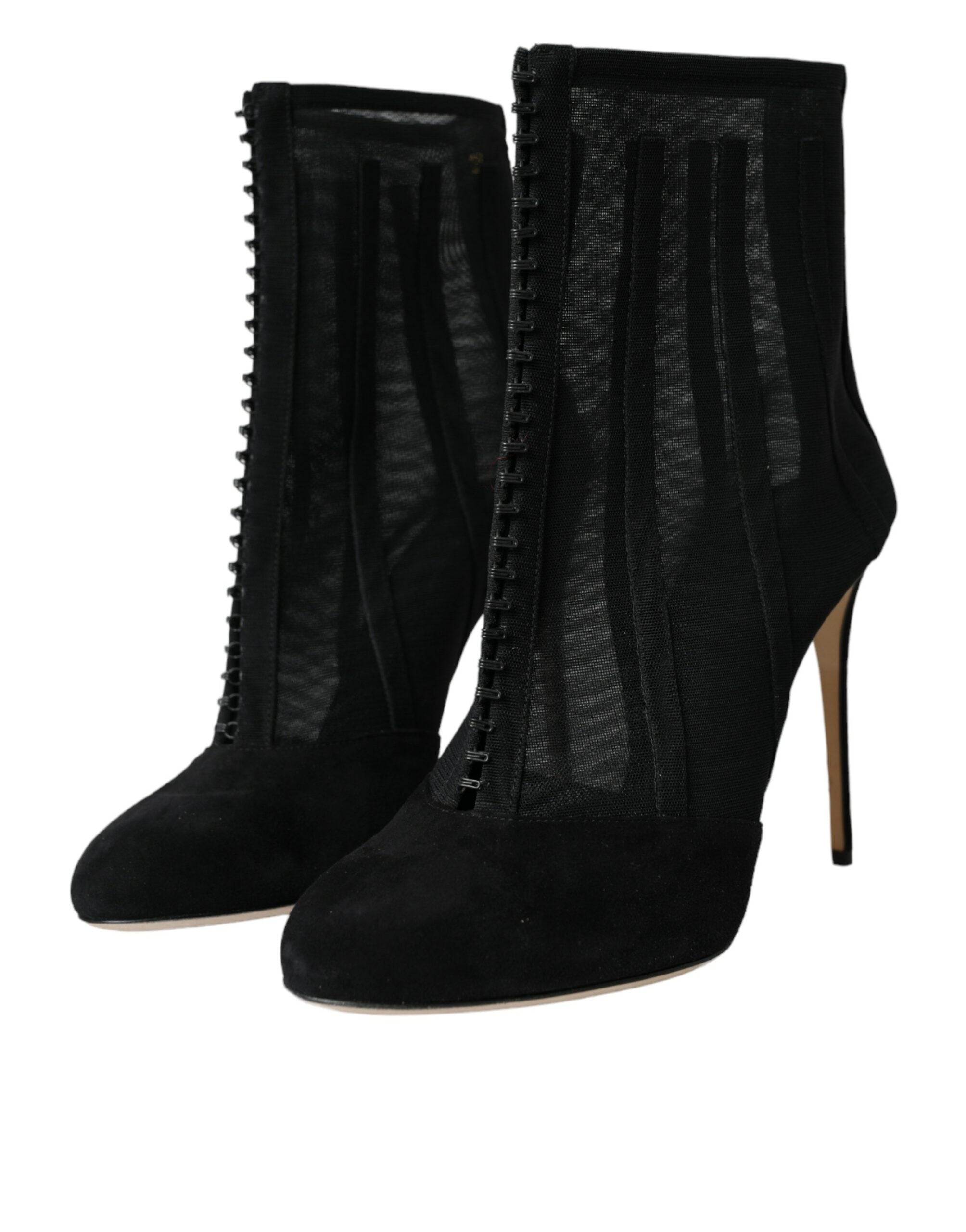 Dolce & Gabbana Black Mesh Stiletto Heels Ankle Boots Shoes LUNESCAPE