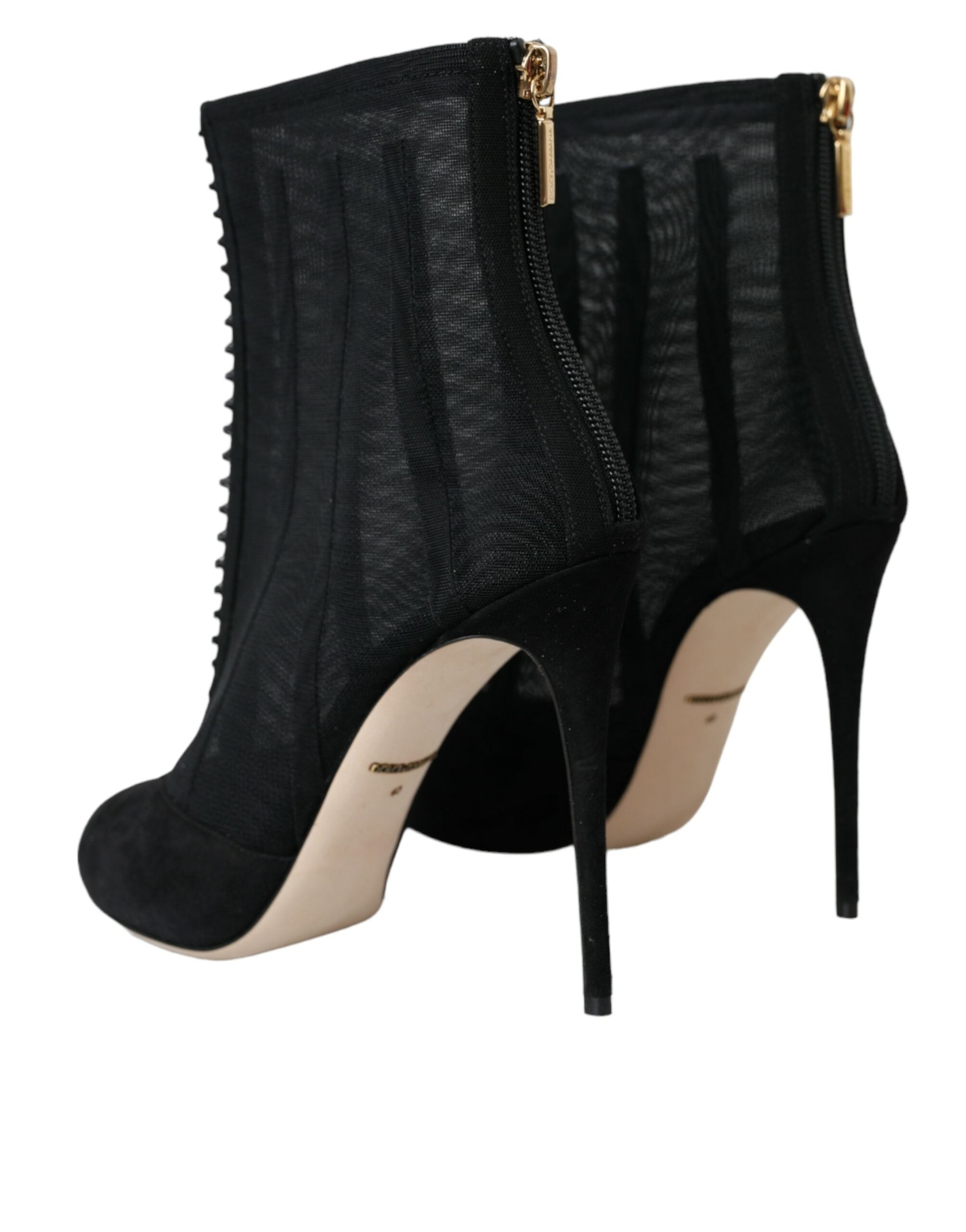 Dolce & Gabbana Black Mesh Stiletto Heels Ankle Boots Shoes LUNESCAPE